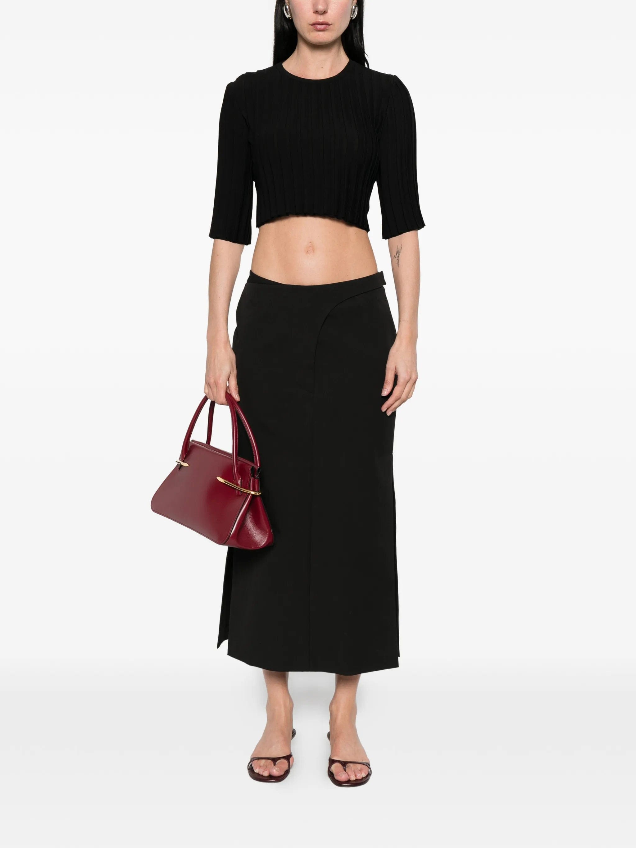 Sportmax SPSCamera ribbed cropped T - shirt