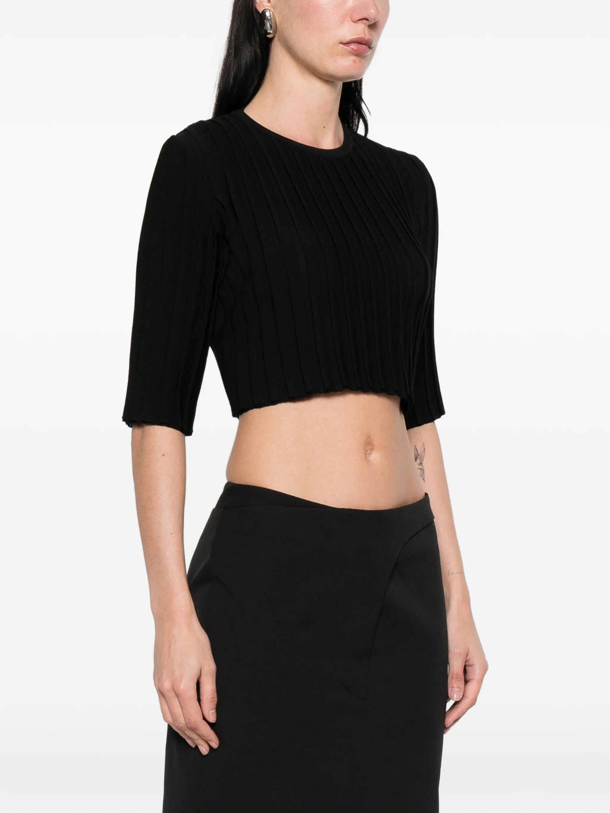 Sportmax SPSCamera ribbed cropped T - shirt