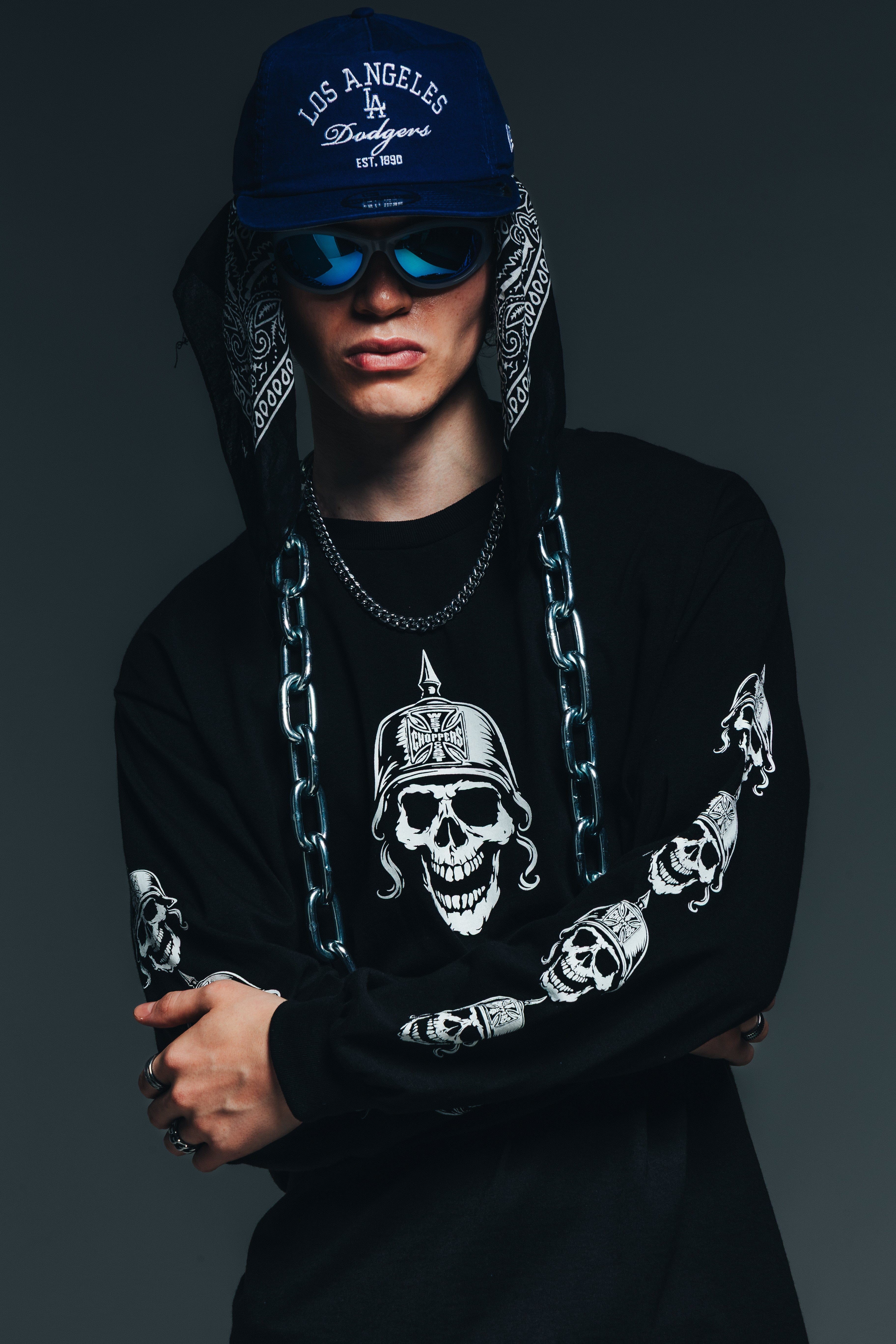 WEST COAST Choppers Skulls Long Sleeve T - Shirt Black