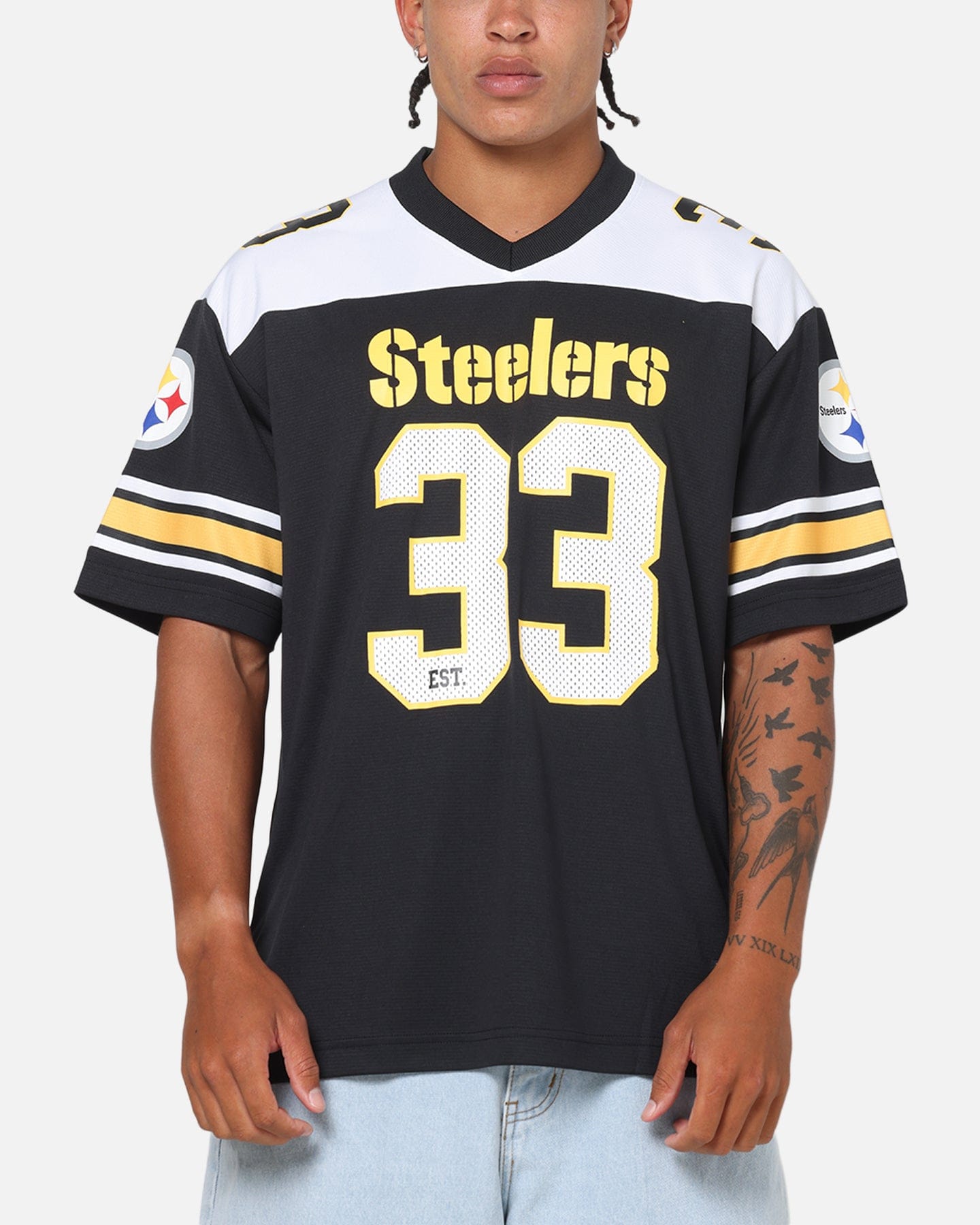 Majestic Athletic Pittsburgh Steelers Glenver Mesh Oversized T - Shirt Black