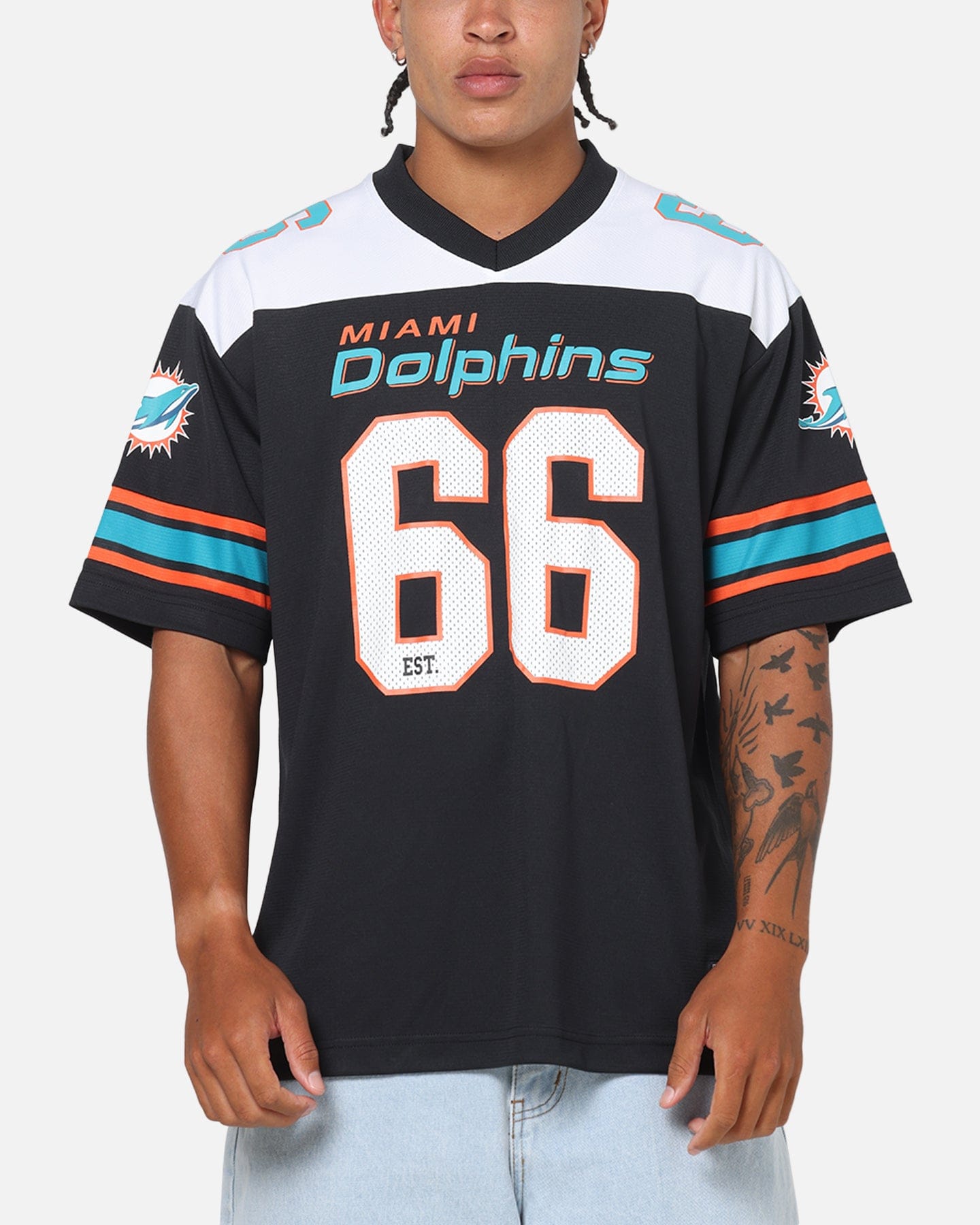 Majestic Athletic Miami Dolphins Glenver Mesh Oversized T - Shirt Black