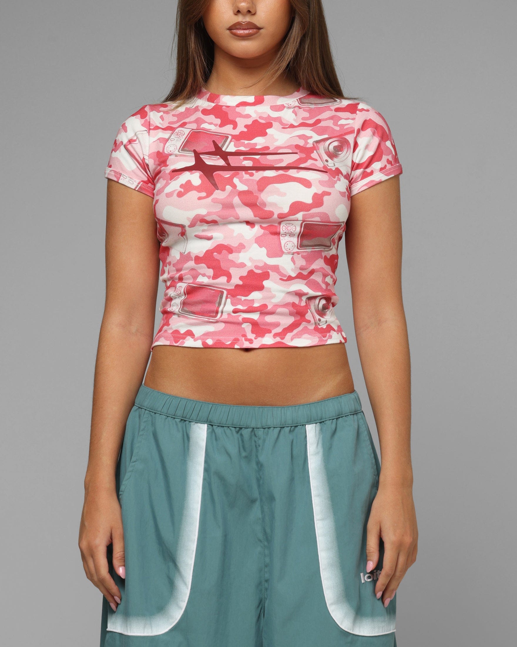 Loiter Women's Hybrid Baby T - Shirt Pink Camo