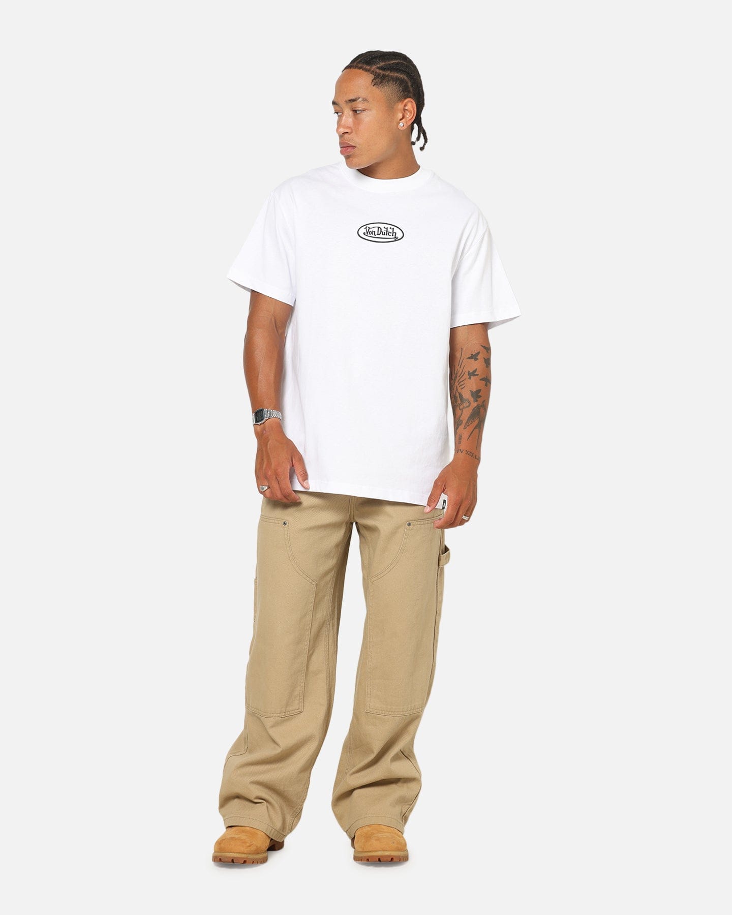 Von Dutch Distressed Embroidered Patch T - Shirt White