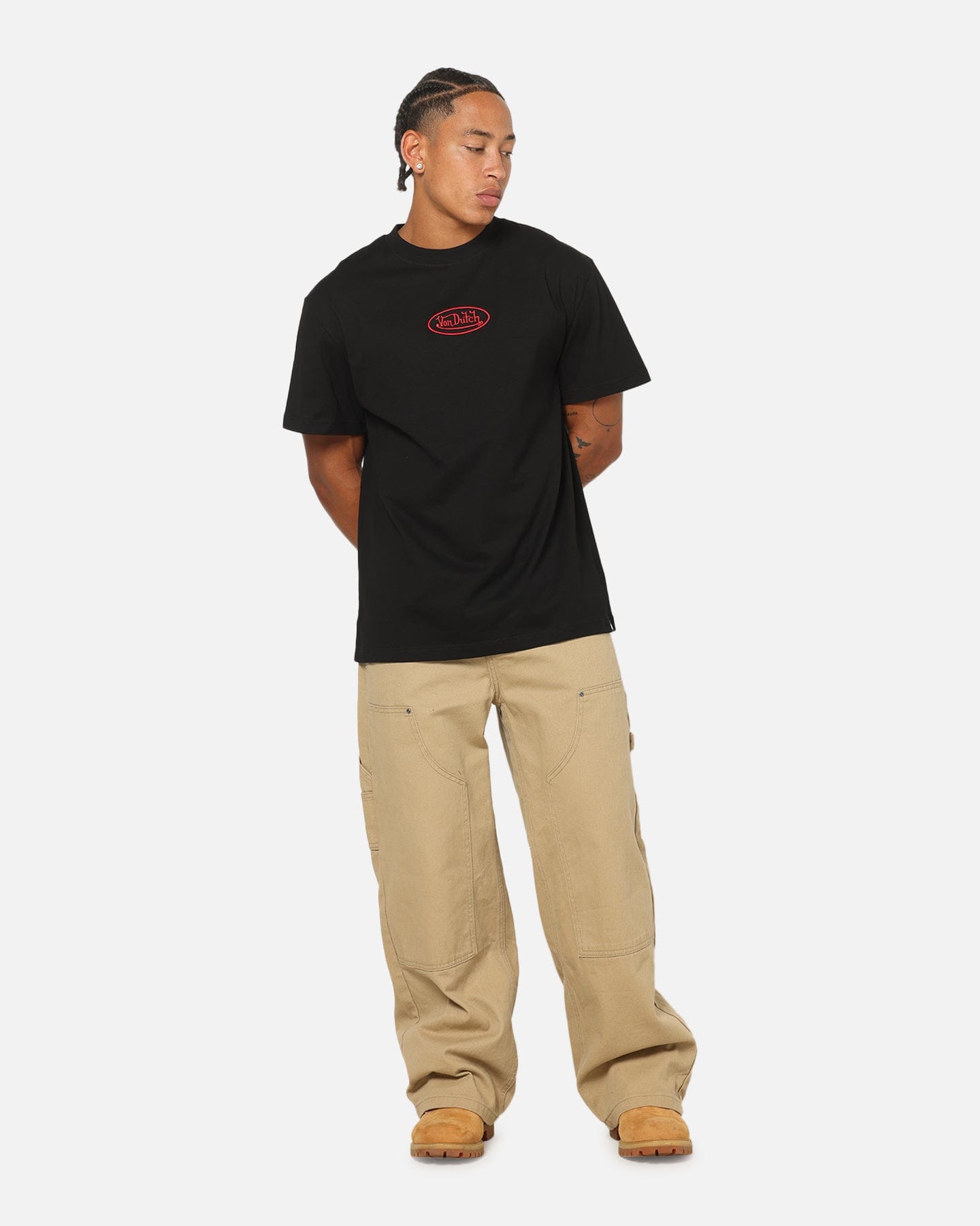 Von Dutch Distressed Embroidered Patch T - Shirt Black