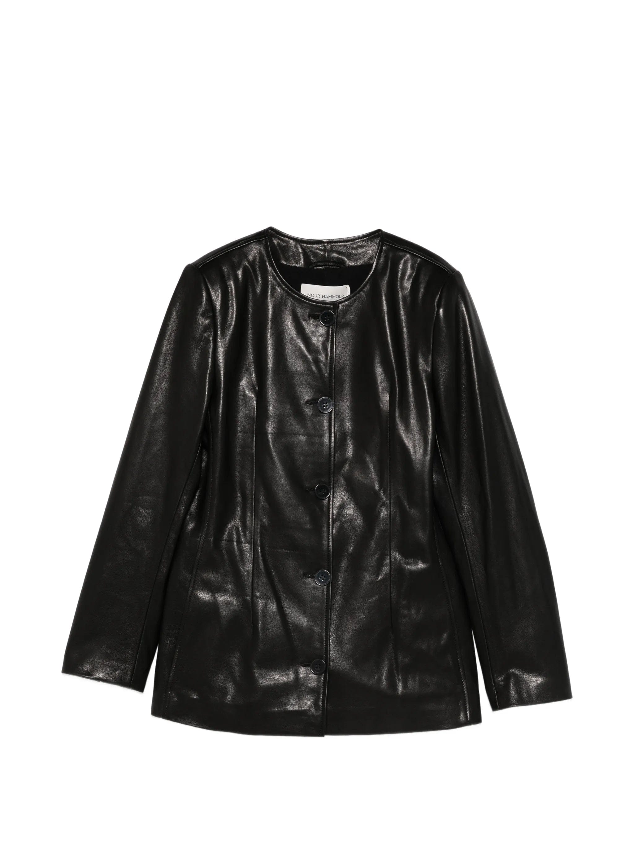 Nour Hammour Maud button - up leather jacket