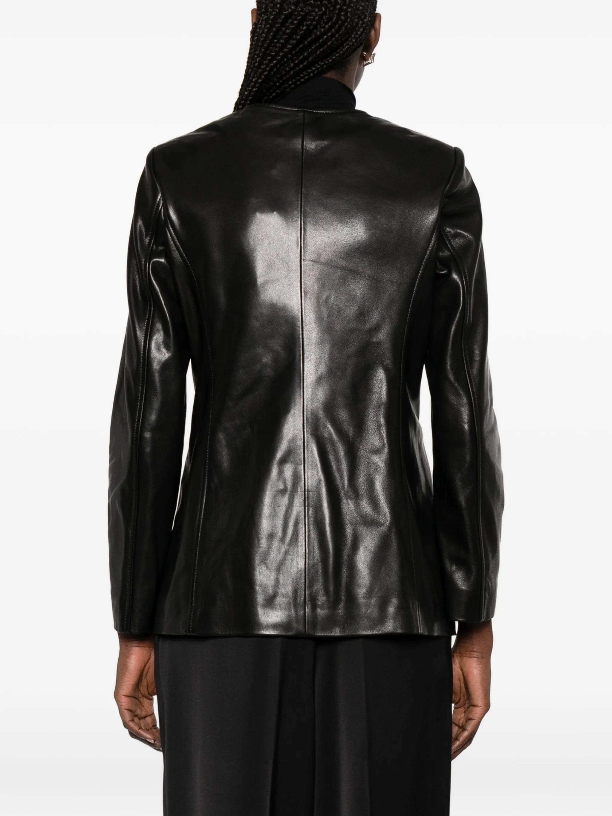 Nour Hammour Maud button - up leather jacket