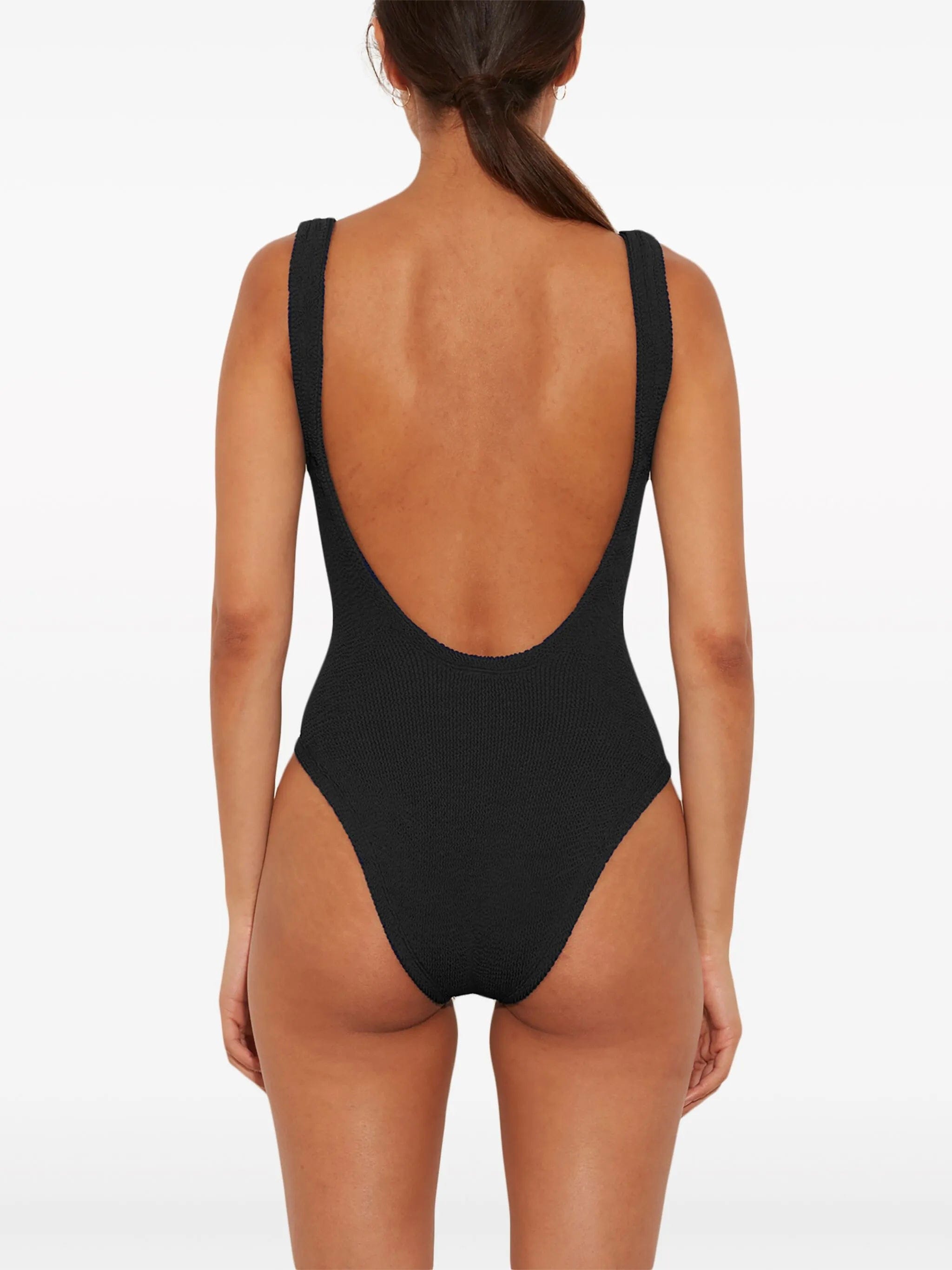 Hunza G crinkle - effect square - neck swimsuit