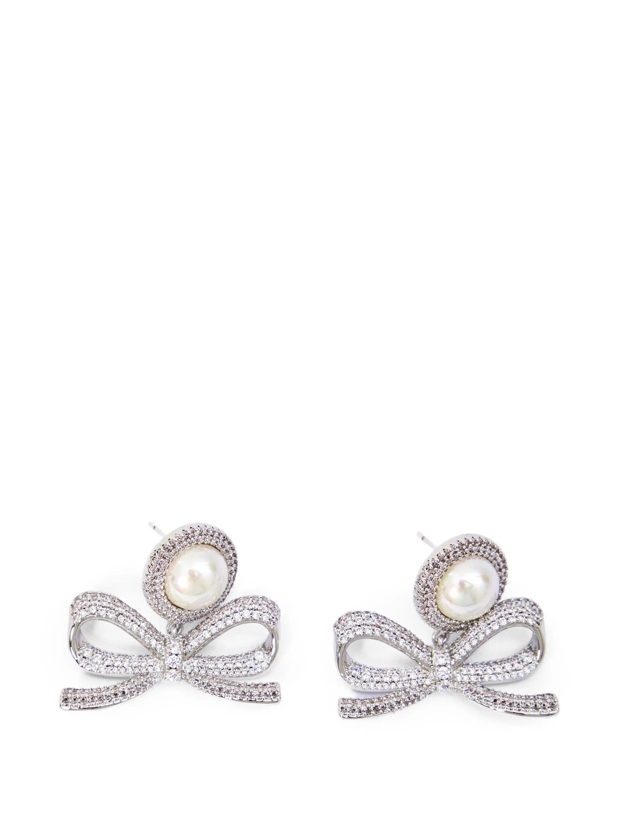 Self-Portrait bow - detail drop earrings