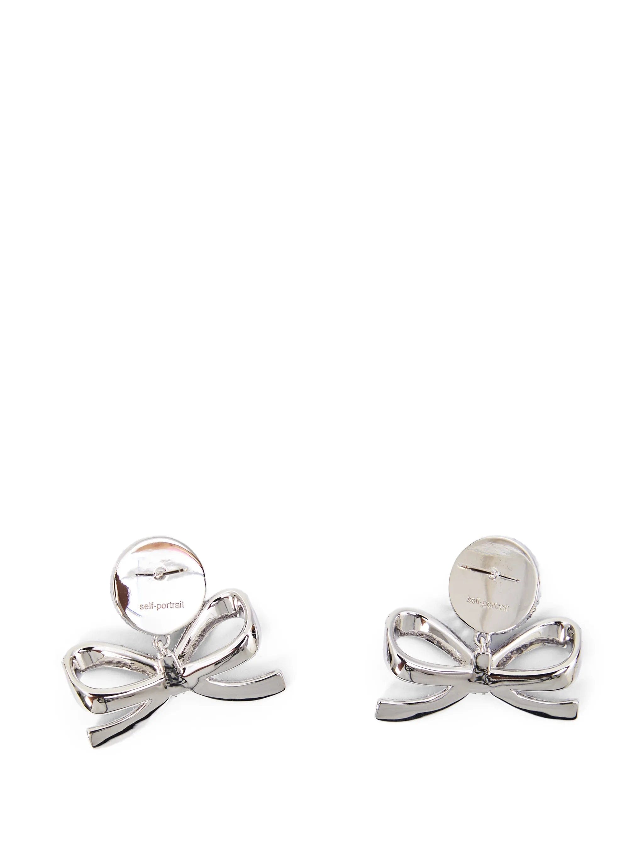 Self-Portrait bow - detail drop earrings