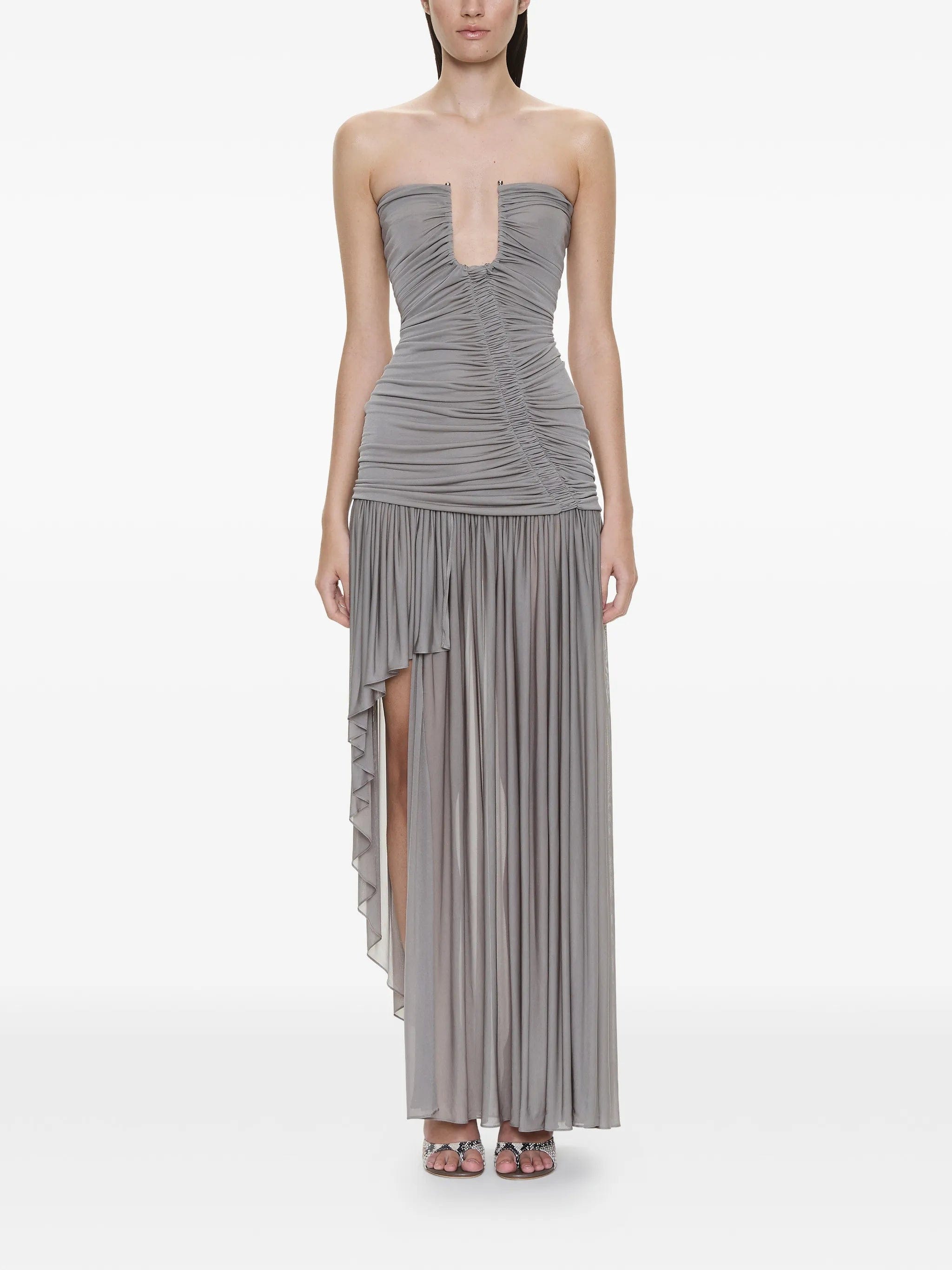 Christopher Esber Arced Orion ruched strapless asymmetric dress