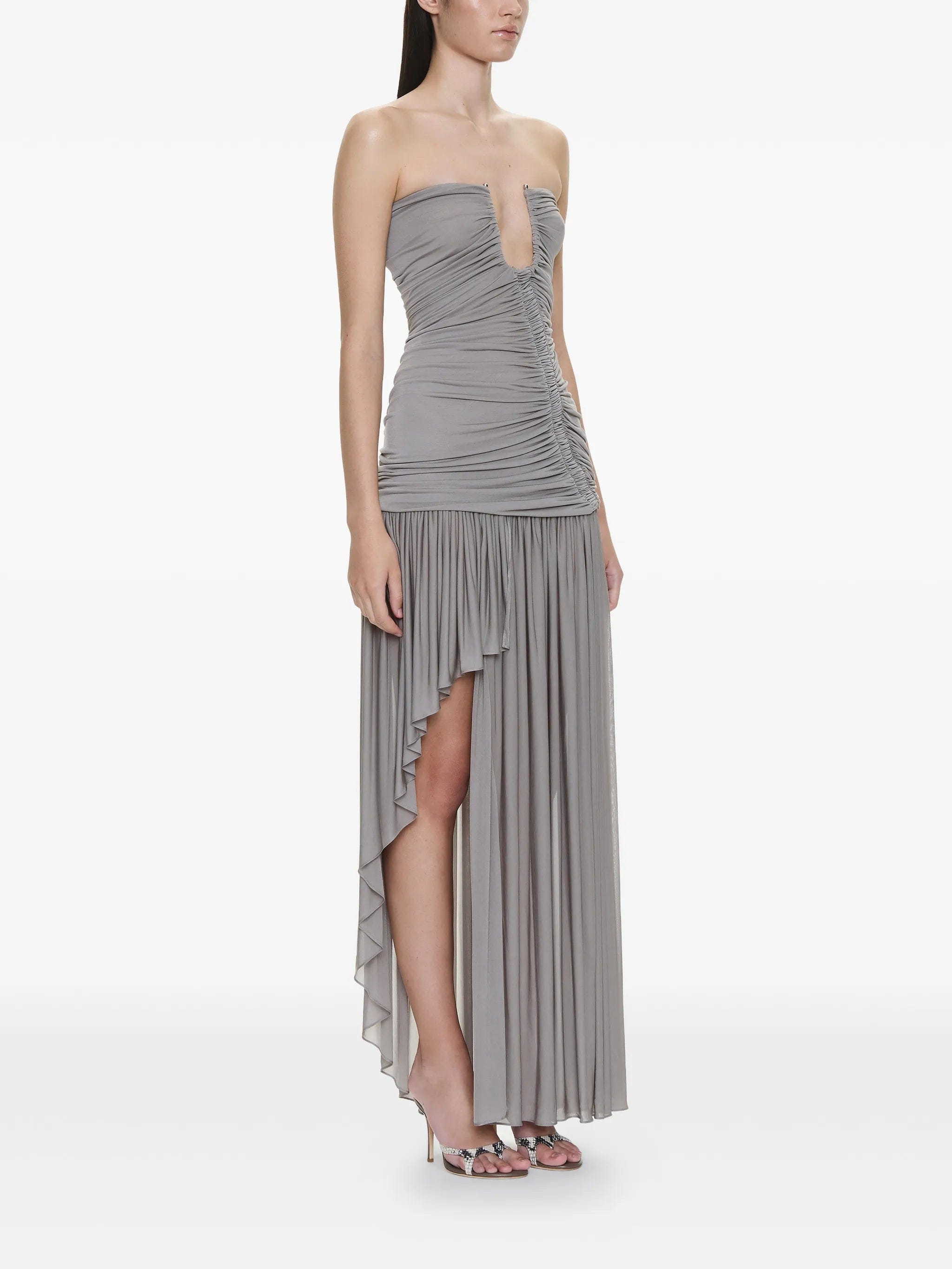 Christopher Esber Arced Orion ruched strapless asymmetric dress