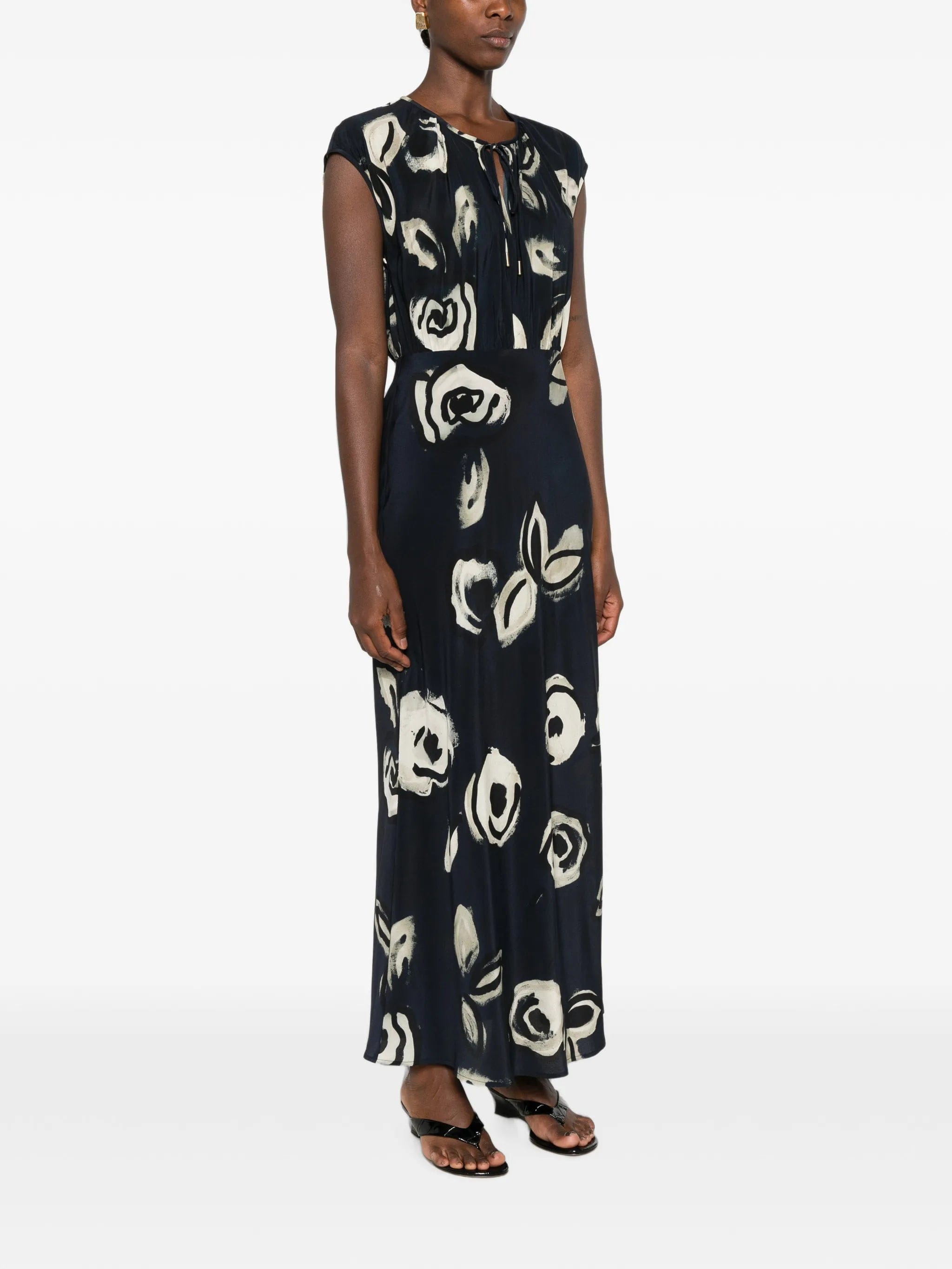 Max Mara floral - print tie - waist dress