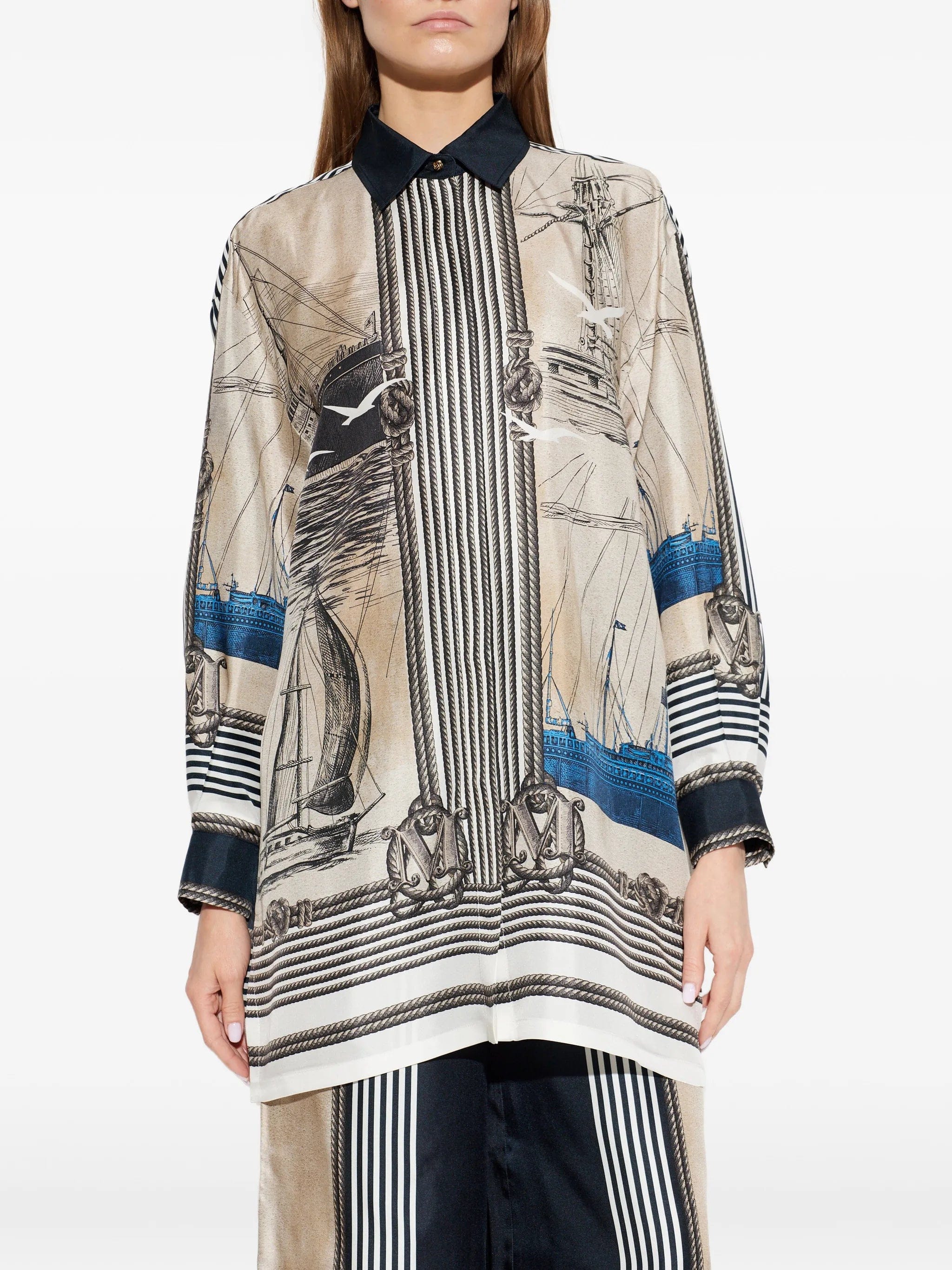 Max Mara nautical - print long - sleeve shirt