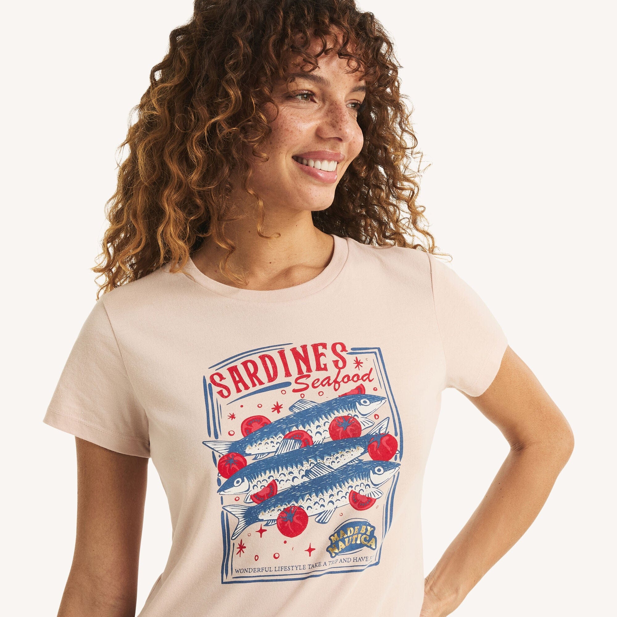 Nautica Womens Foil Sardines Graphic T - Shirt