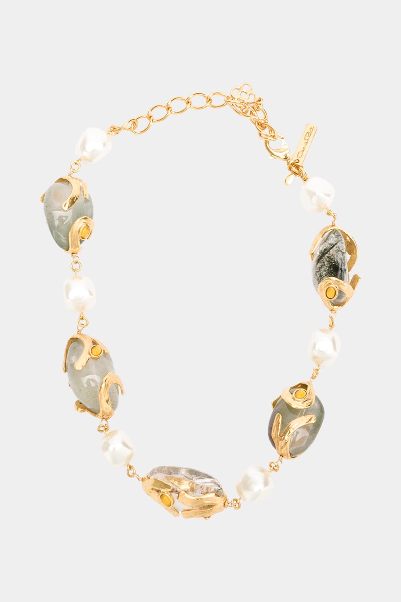 Oscar de la Renta Collier en perles et Quartz Caged
