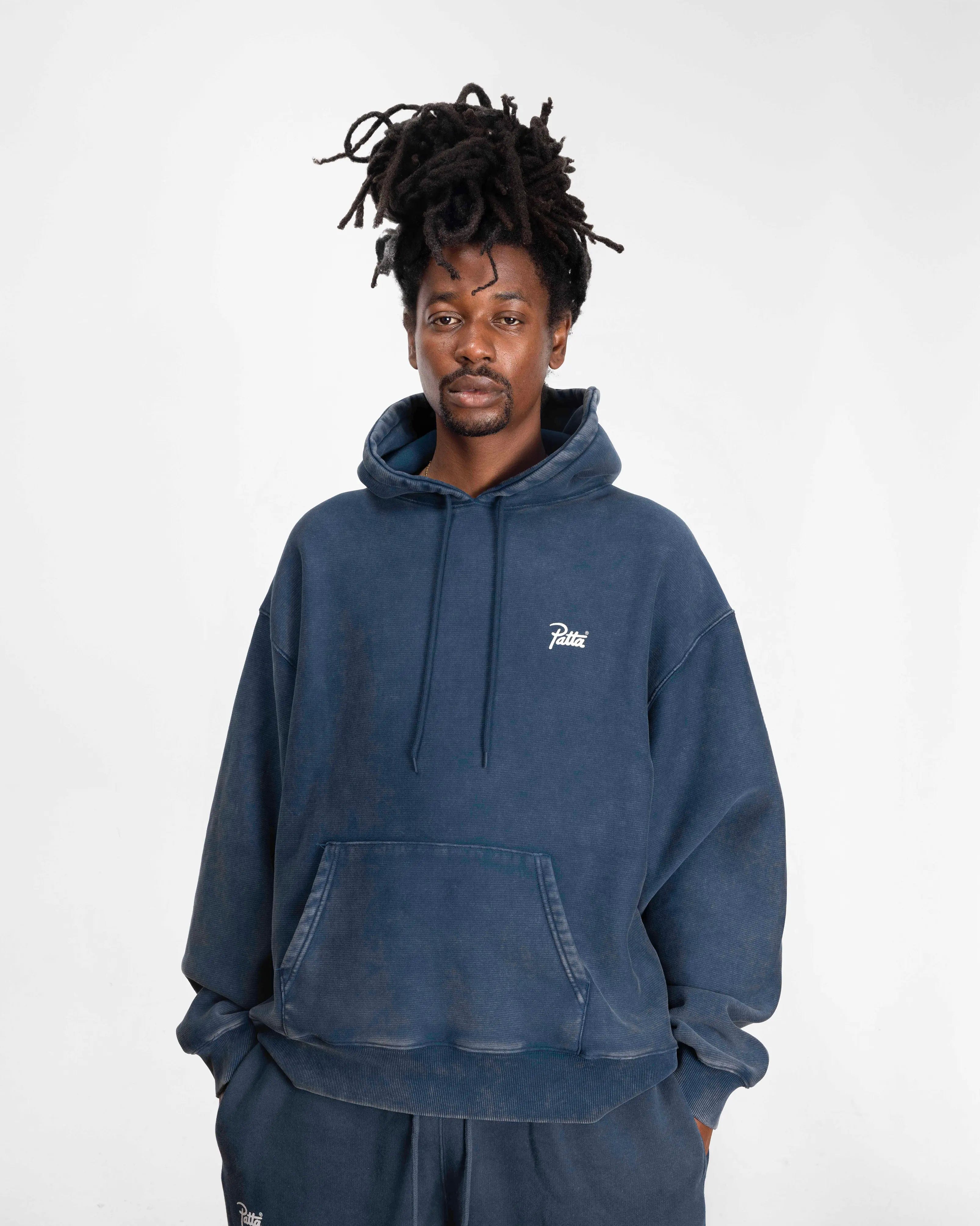 Classic Patta Classic Acid Washed Hooded Sweater (Estate Blue)