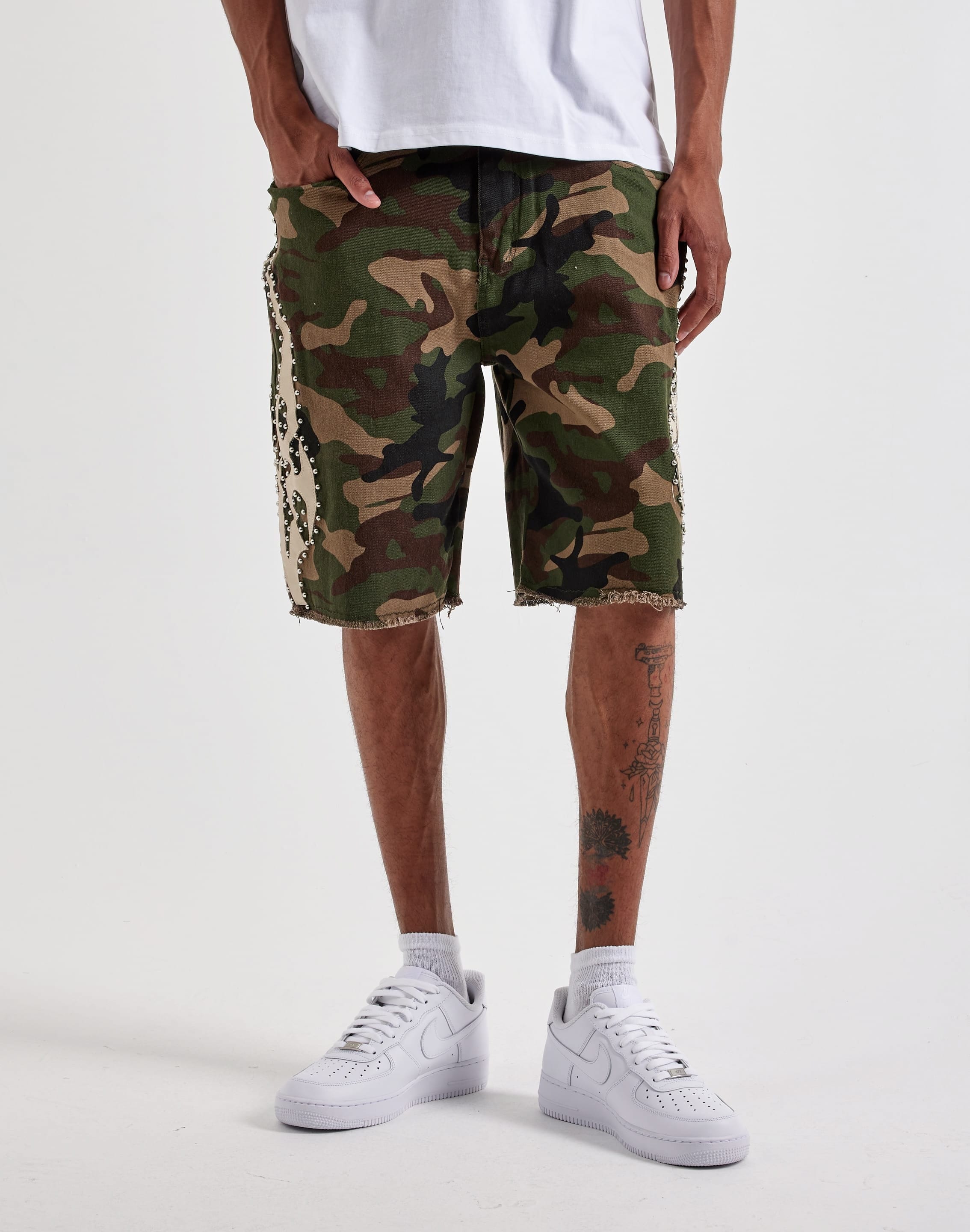 Waimea Studded Side Patch Camo Shorts