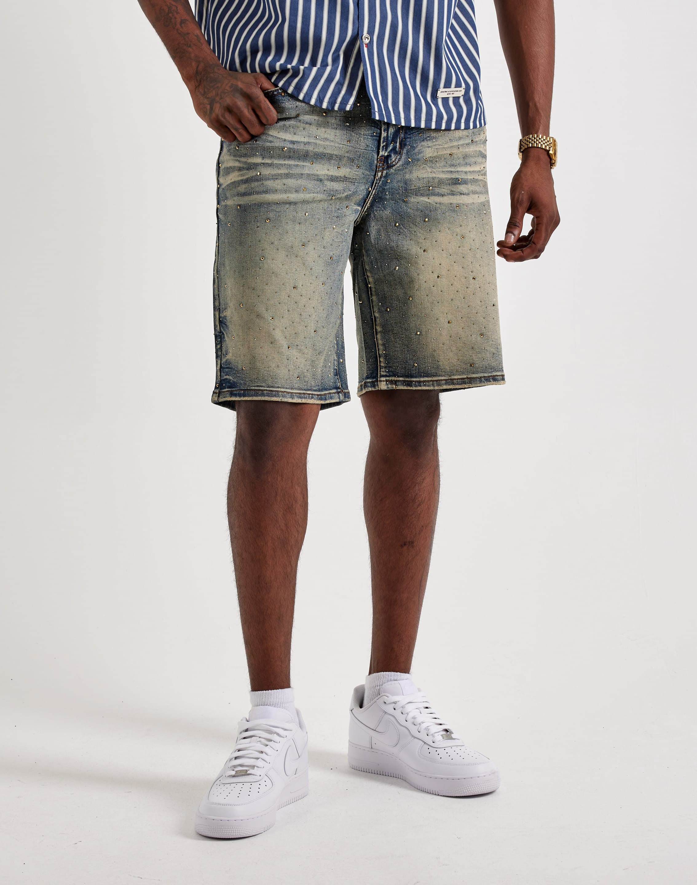 Preme Allover Gem Denim Shorts