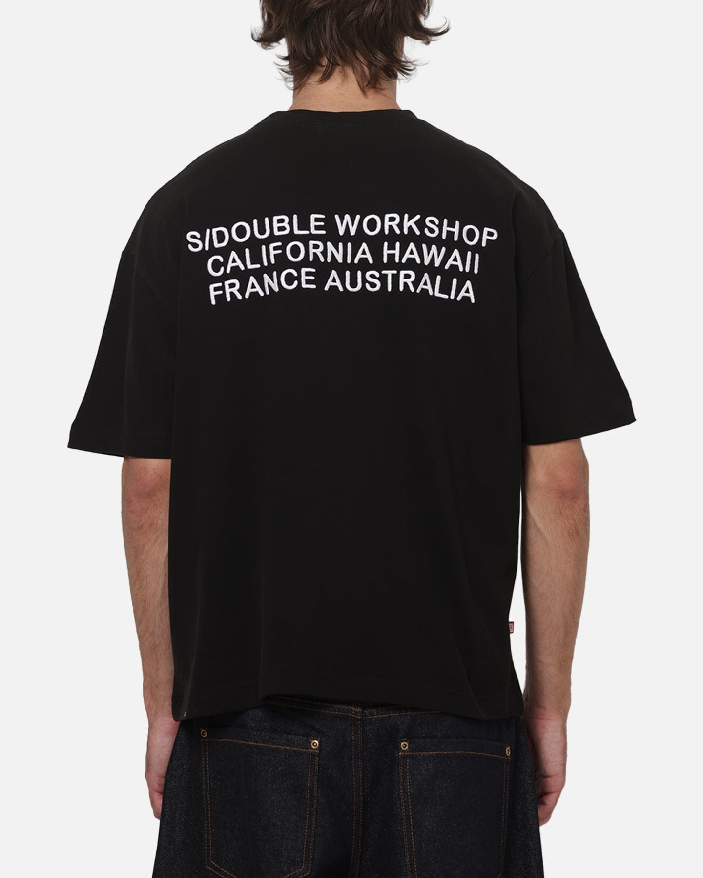 S Double Country Text Heavy Weight T - Shirt Black