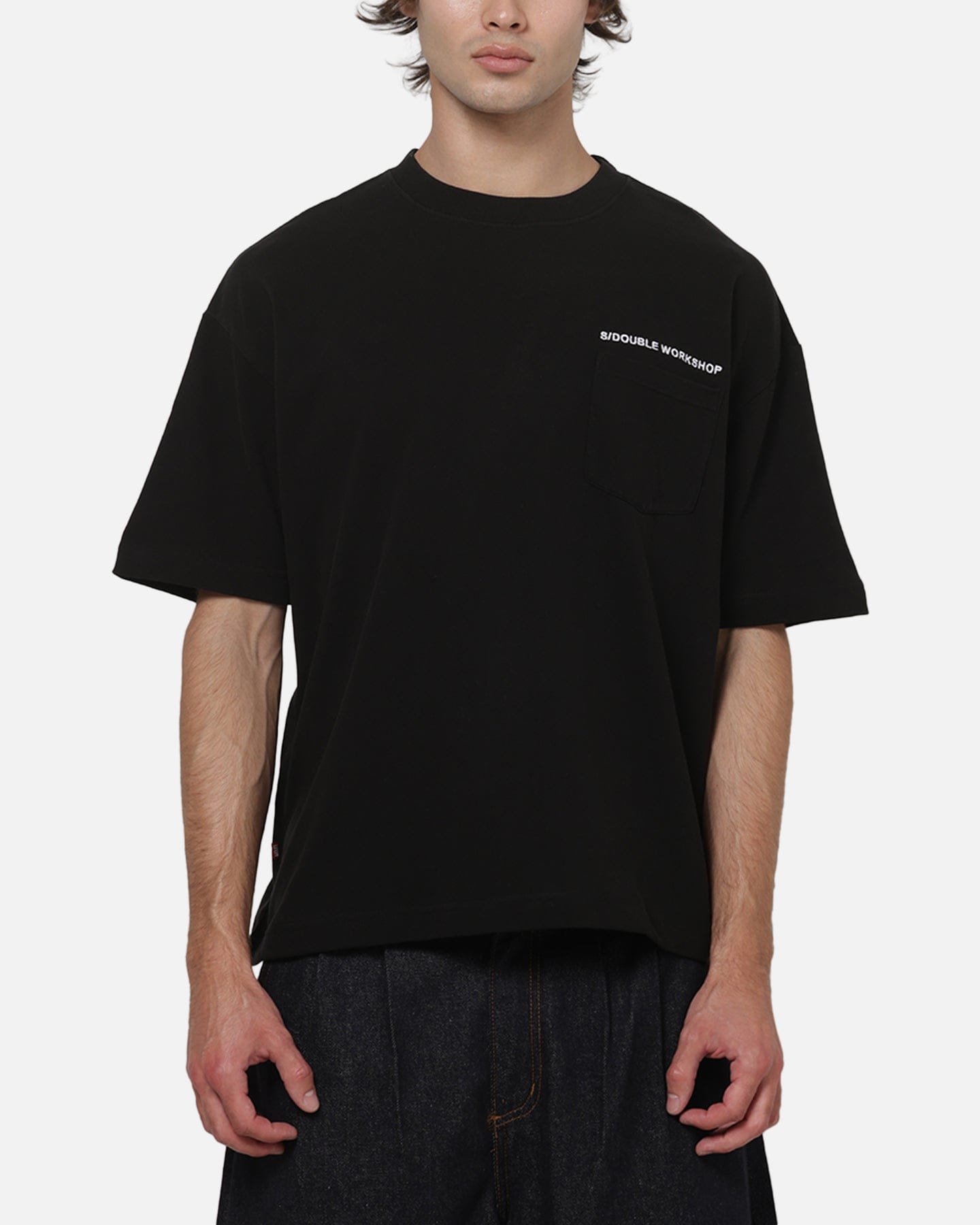 S Double Country Text Heavy Weight T - Shirt Black