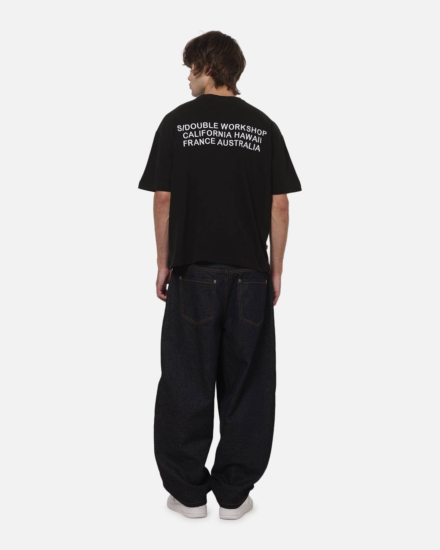 S Double Country Text Heavy Weight T - Shirt Black