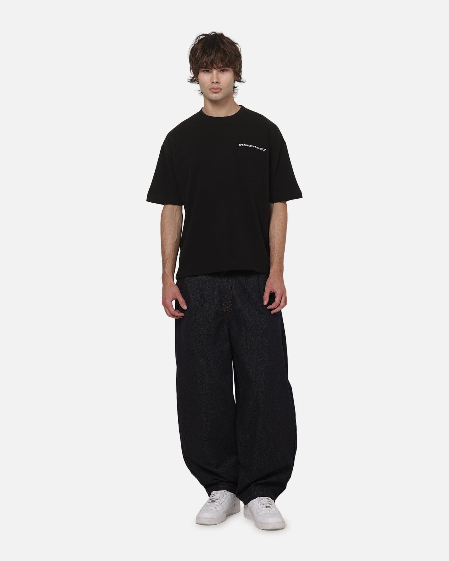 S Double Country Text Heavy Weight T - Shirt Black