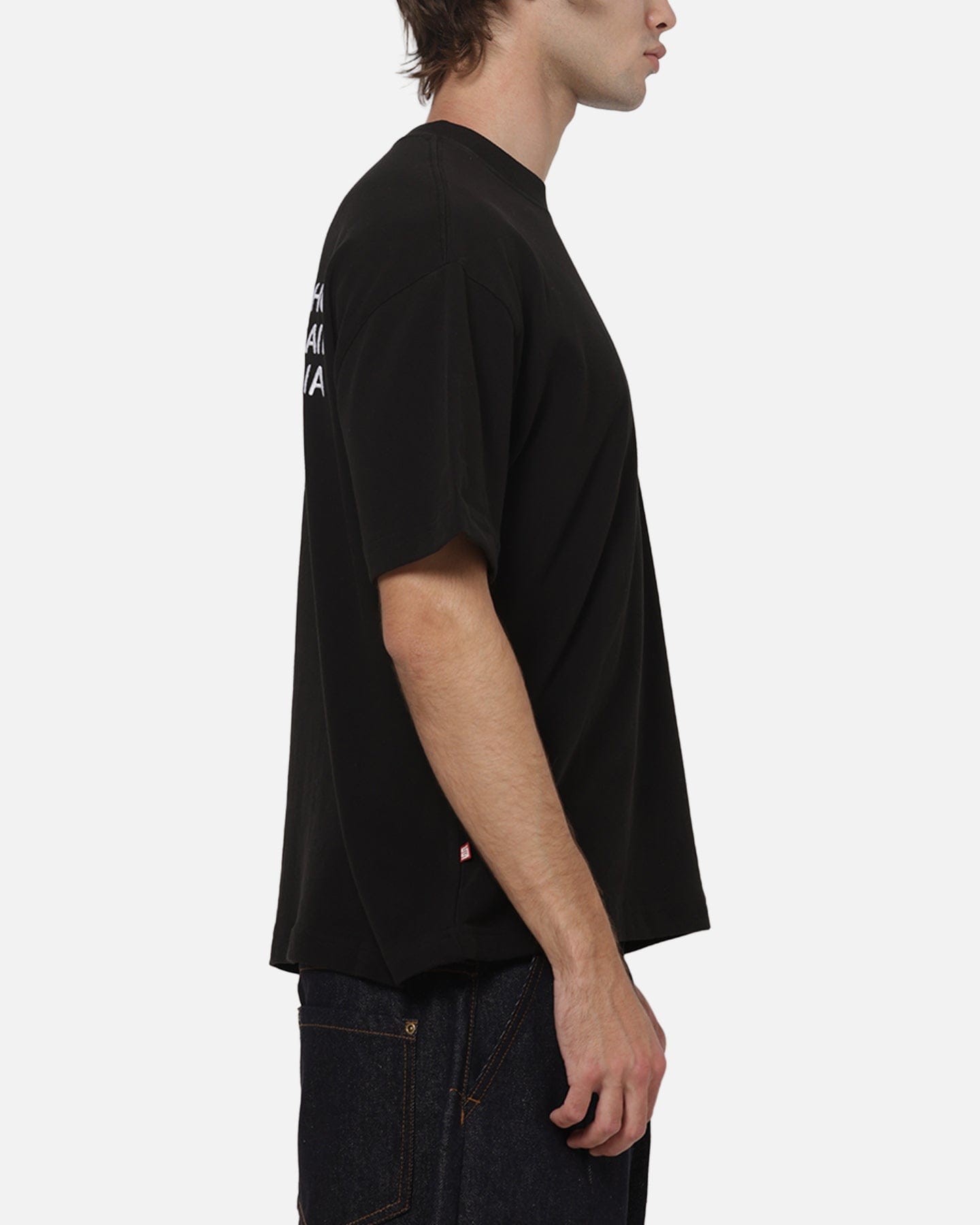 S Double Country Text Heavy Weight T - Shirt Black