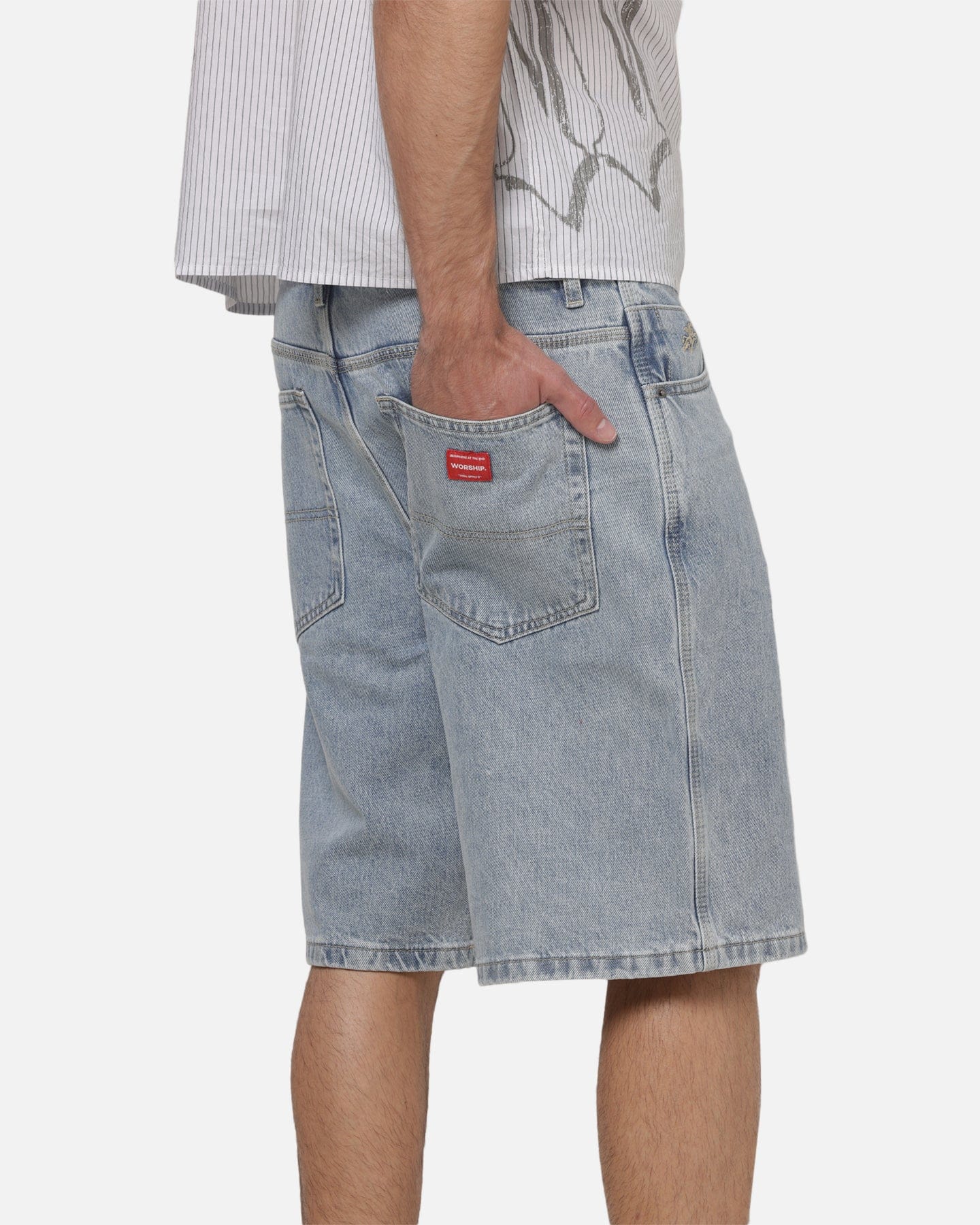 Worship Scripted Big Dawg Jean Shorts Worn Blue