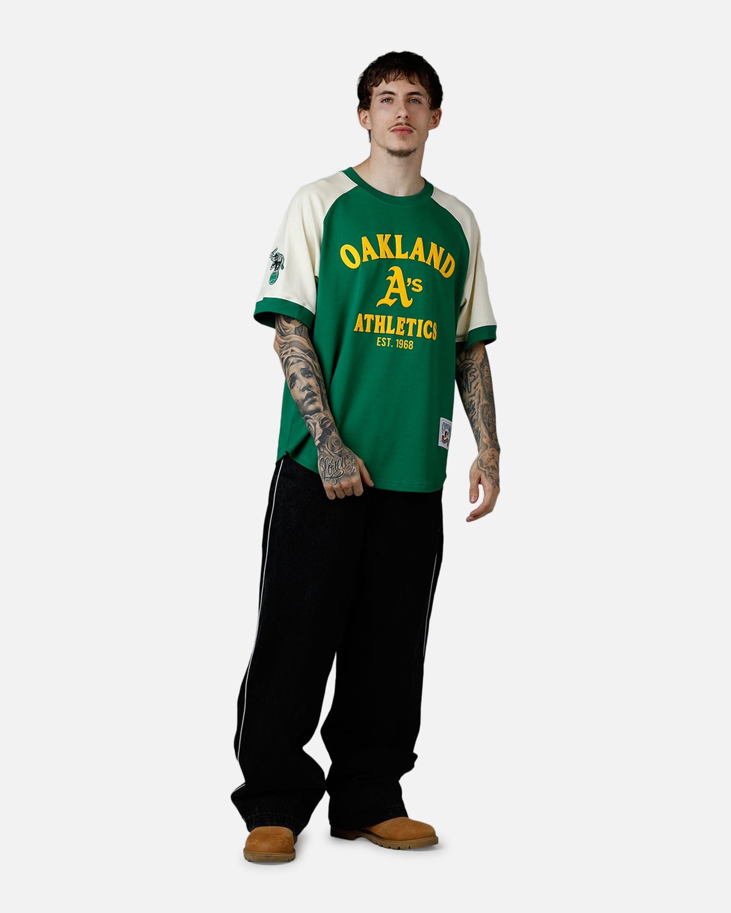 PRO Standard Oakland Athletics Double Knit Raglan T - Shirt Green