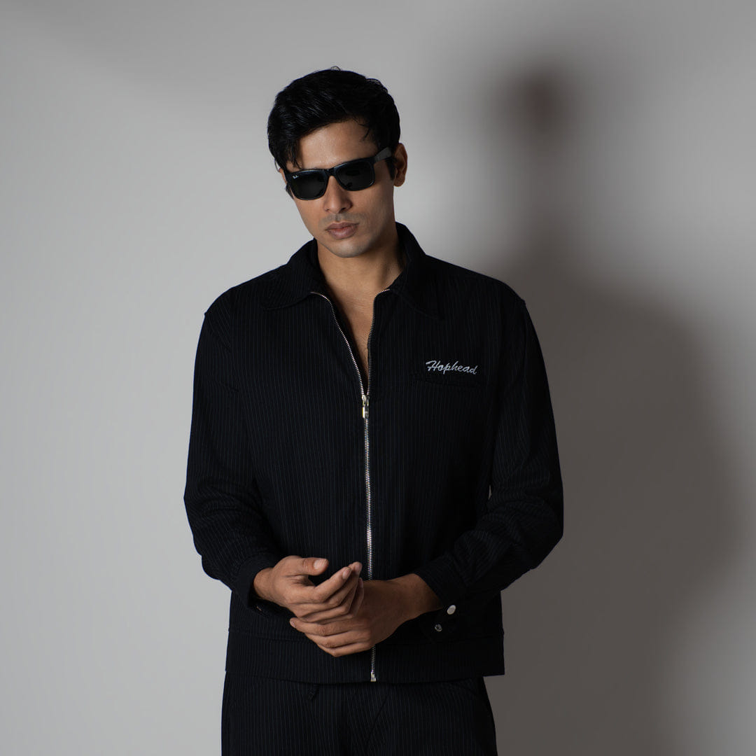 Hophead CHARCOAL VERTICAL STRIPED ZIPPER JACKET