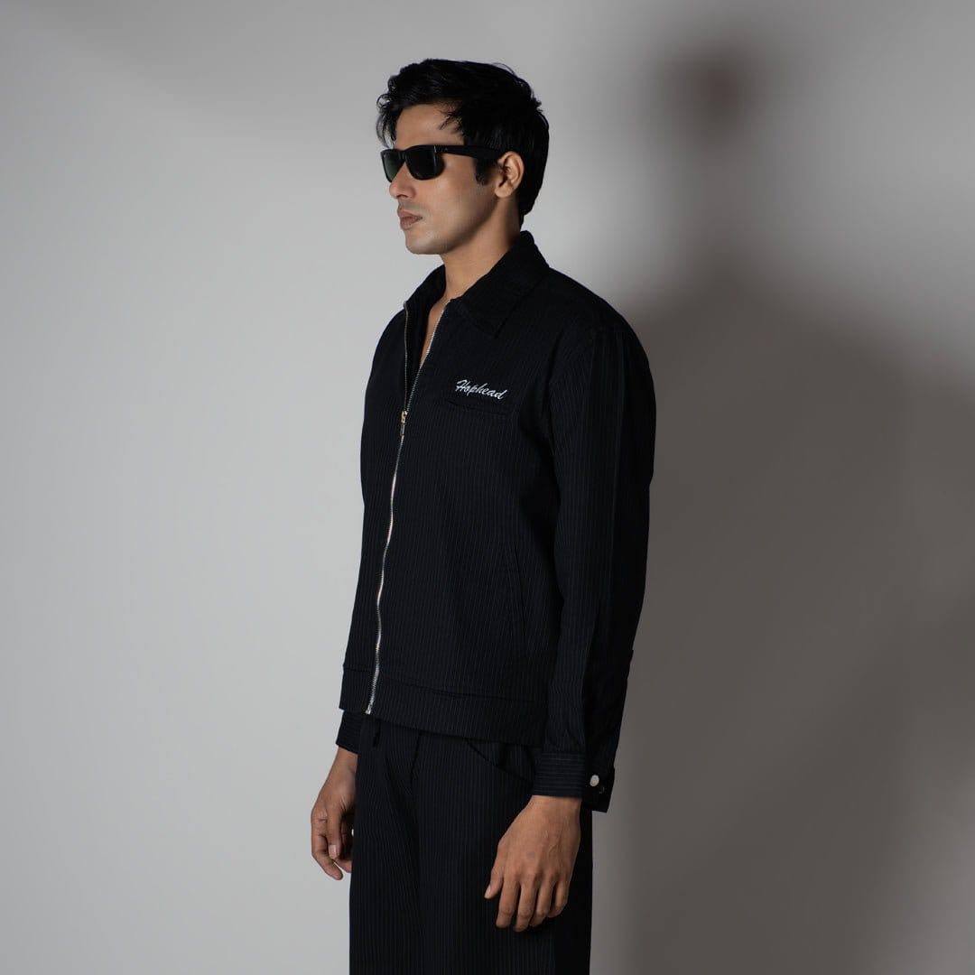 Hophead CHARCOAL VERTICAL STRIPED ZIPPER JACKET