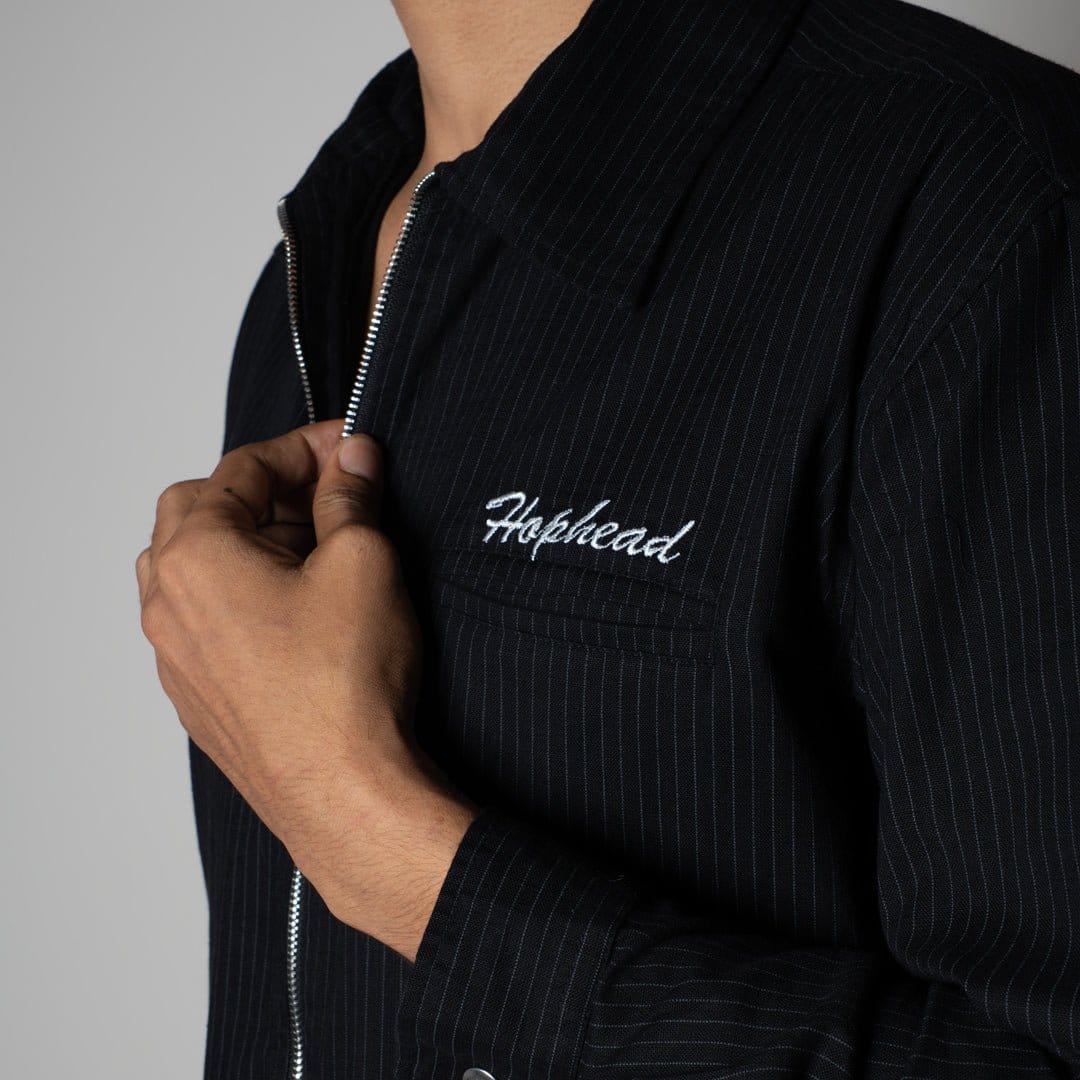Hophead CHARCOAL VERTICAL STRIPED ZIPPER JACKET