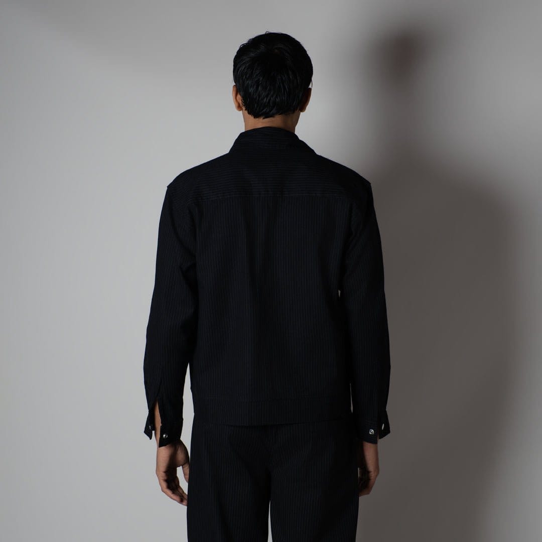 Hophead CHARCOAL VERTICAL STRIPED ZIPPER JACKET