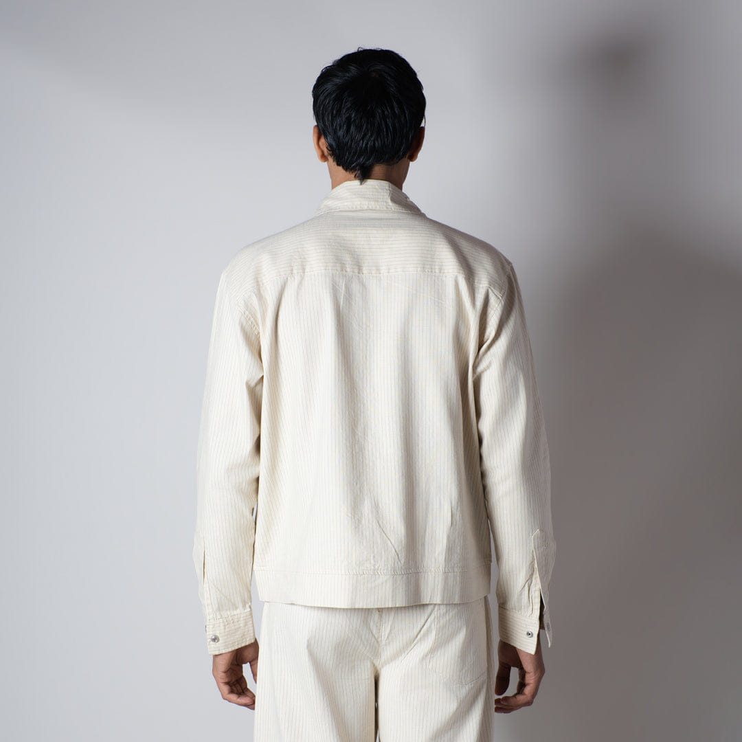 Hophead BEIGE VERTICAL STRIPED ZIPPER JACKET