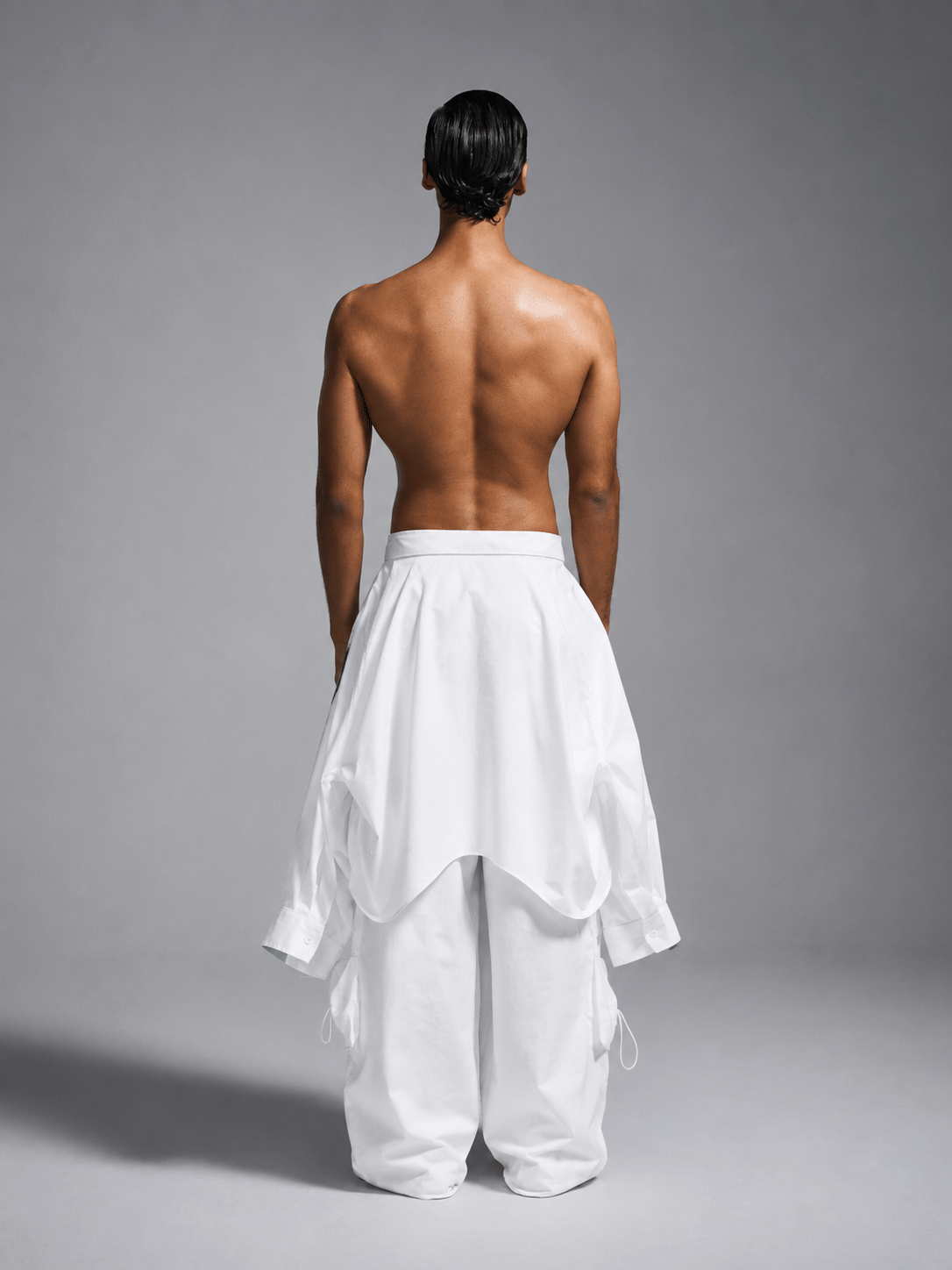 WHITE* Cargo pants with deconstructed shirt - White