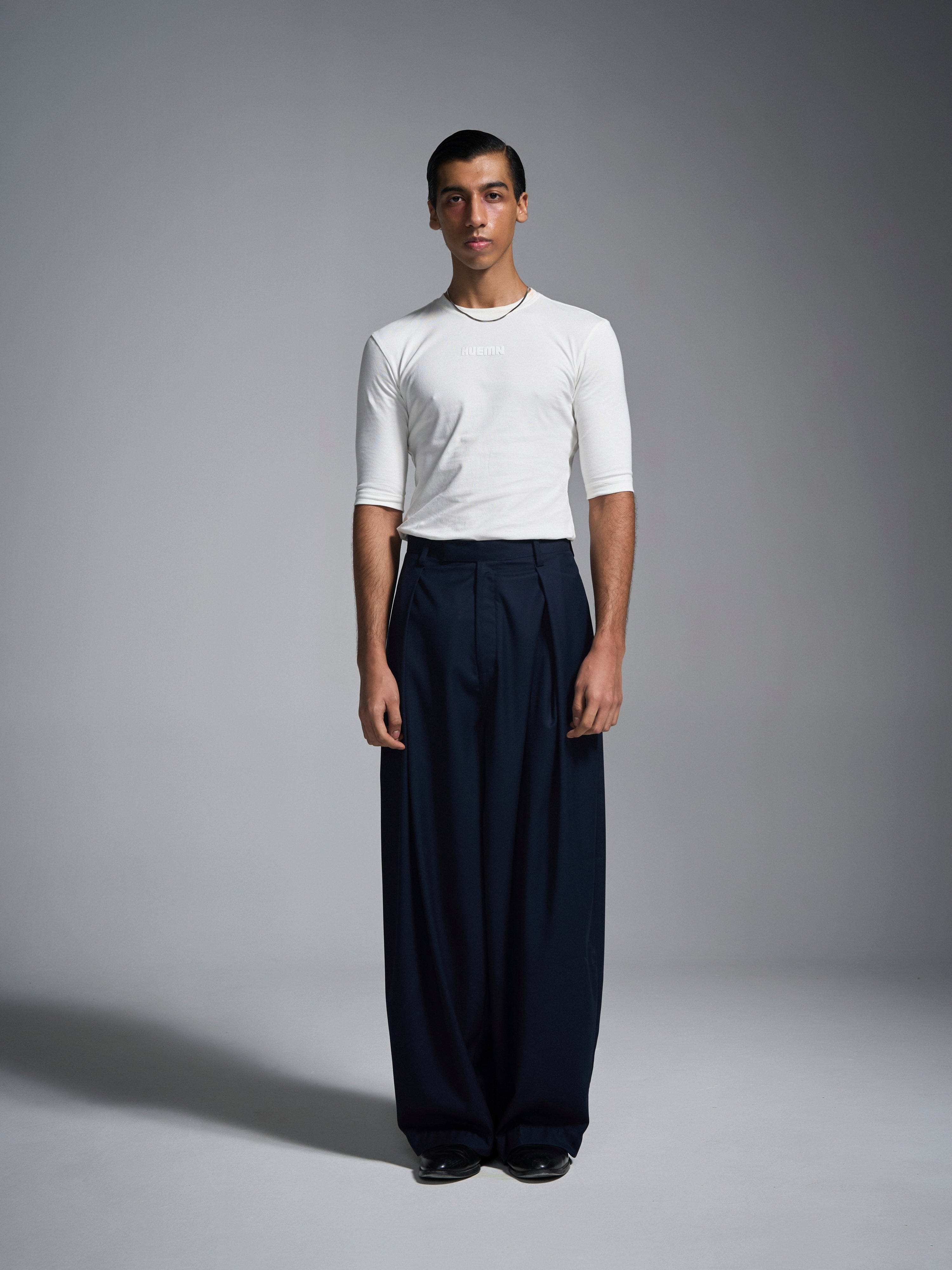 Blue Pleated barrel pants - Navy Blue