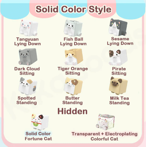 Taropudding Mini Square Cat Ice Cool (Jenga) Glow In Dark Blind Bag Series (5PCS/Bag) by Choco Teddy