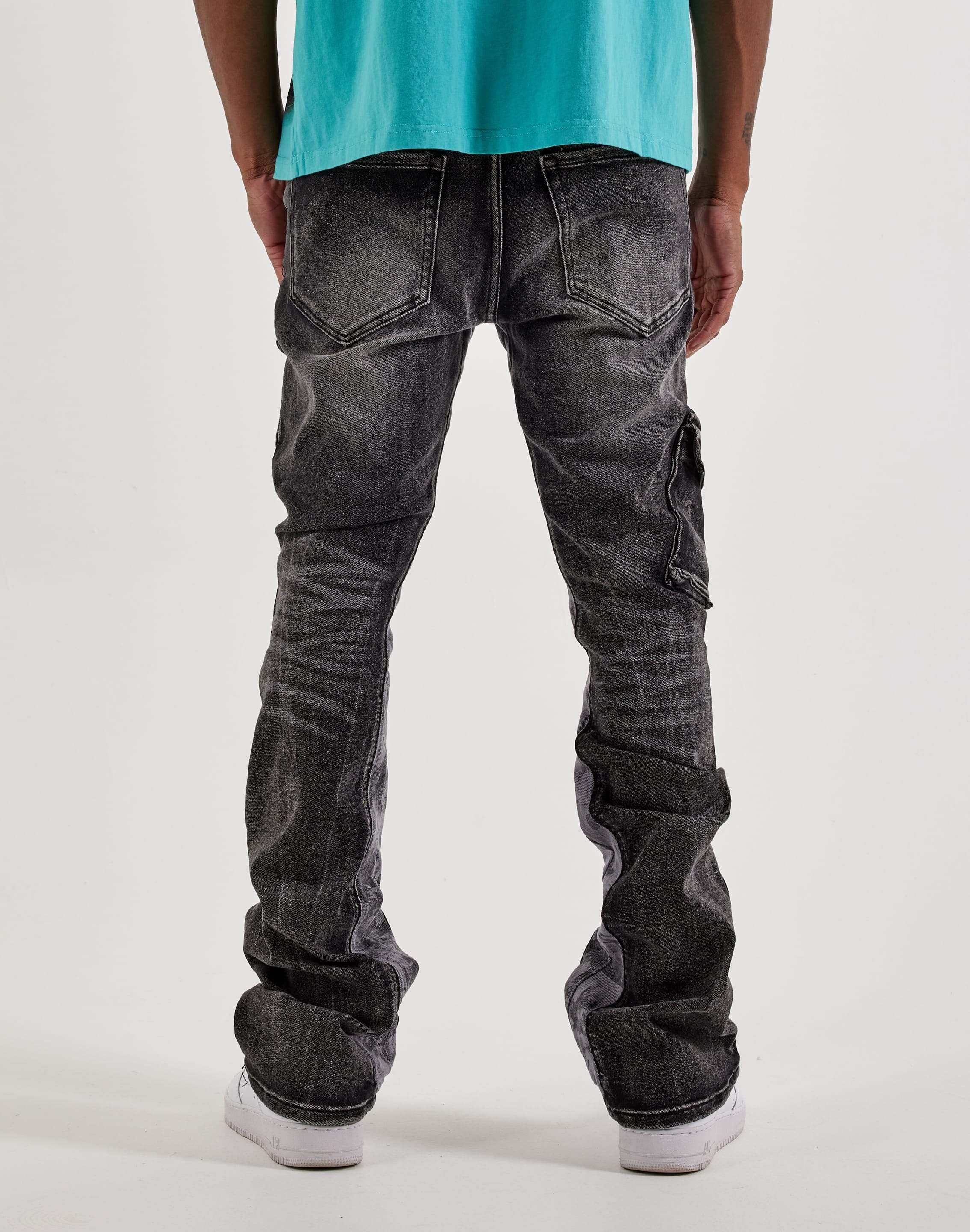Kloud 9 Slim Distressed Cargo Denim Jeans