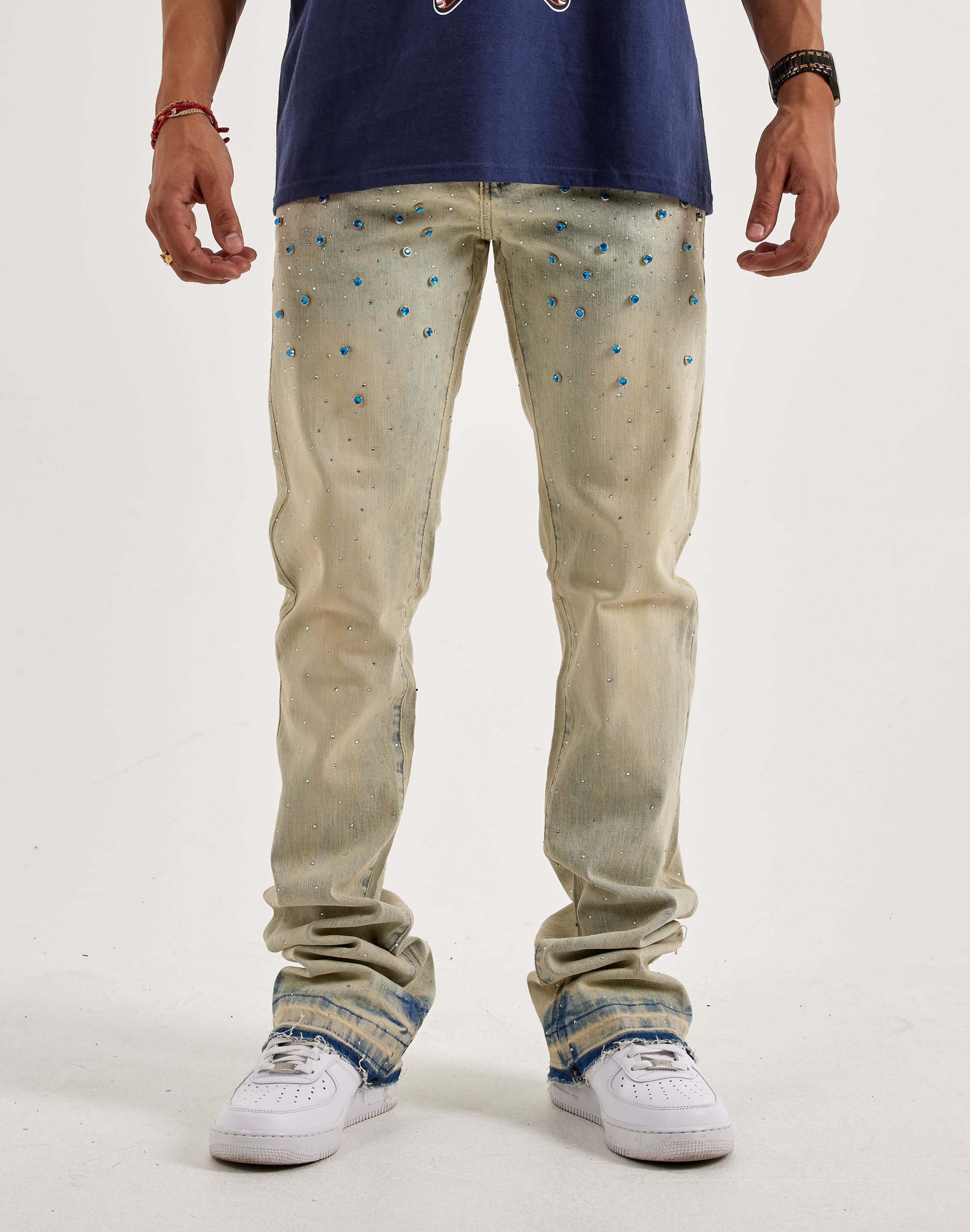 Waimea Stacked Flared Rhinestone Denim Jeans