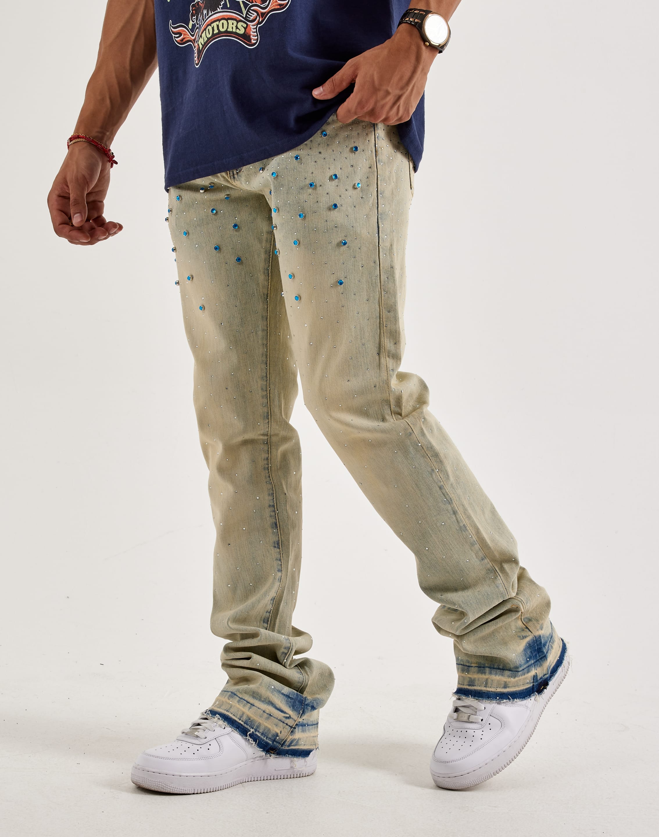 Waimea Stacked Flared Rhinestone Denim Jeans
