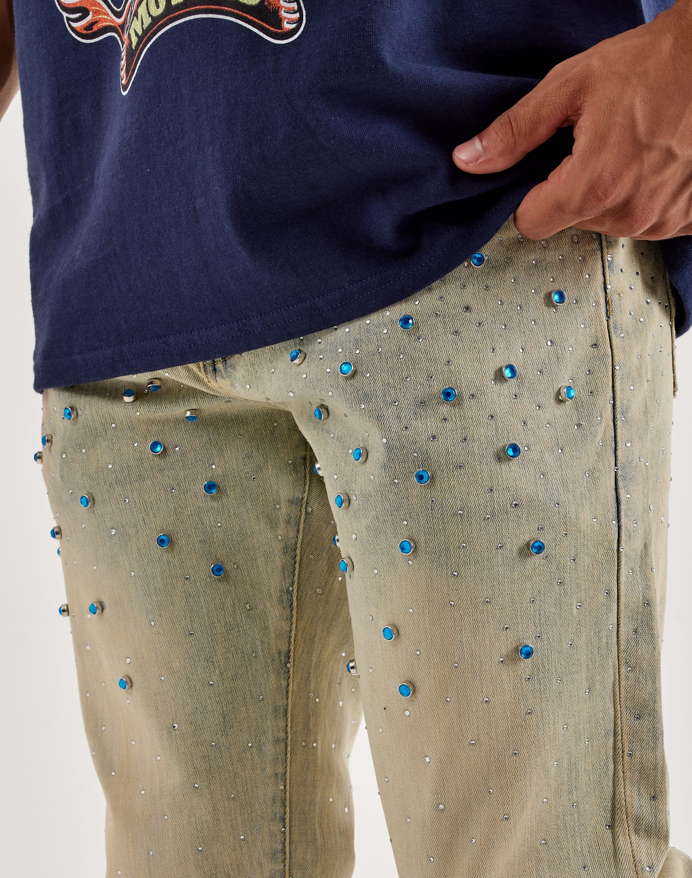 Waimea Stacked Flared Rhinestone Denim Jeans
