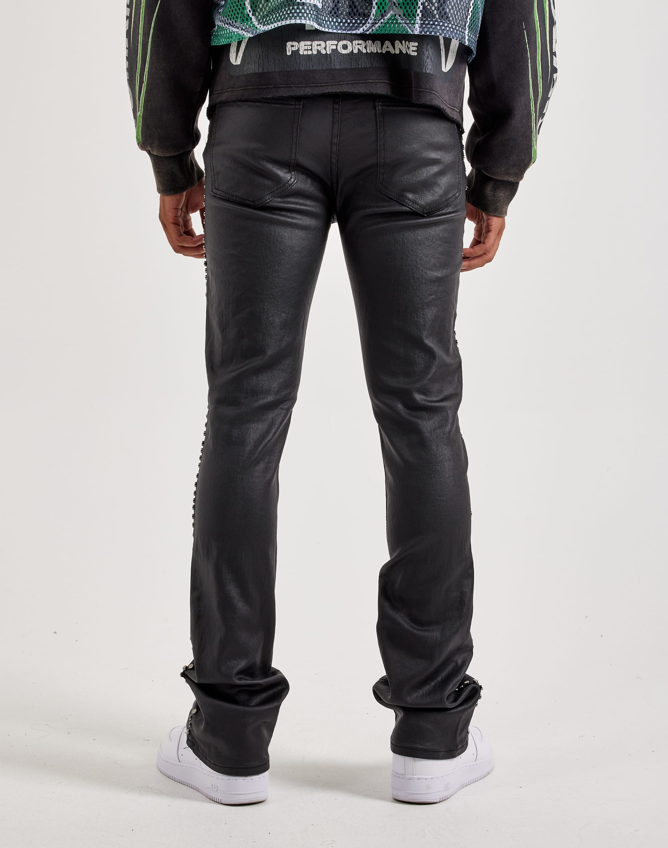 Waimea Wax Coated Stacked Metal Stud Denim Jeans