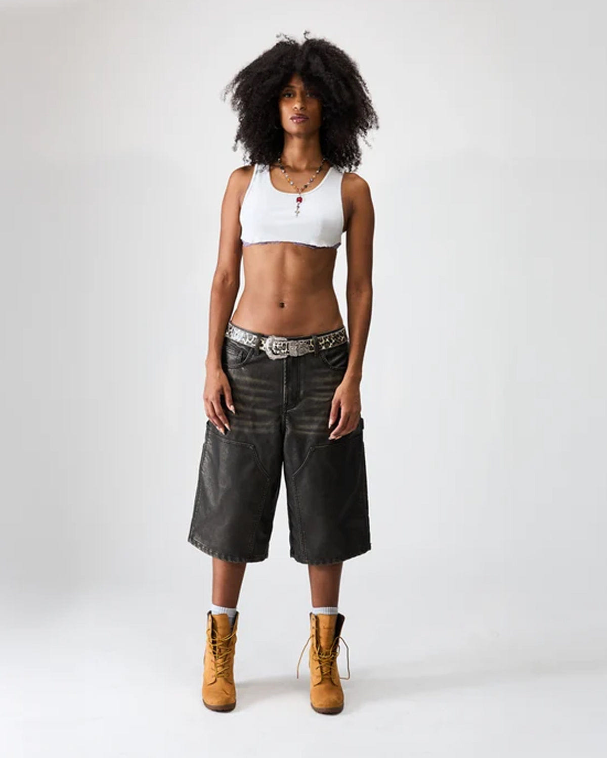 Boredom Kills Leather Shorts Black
