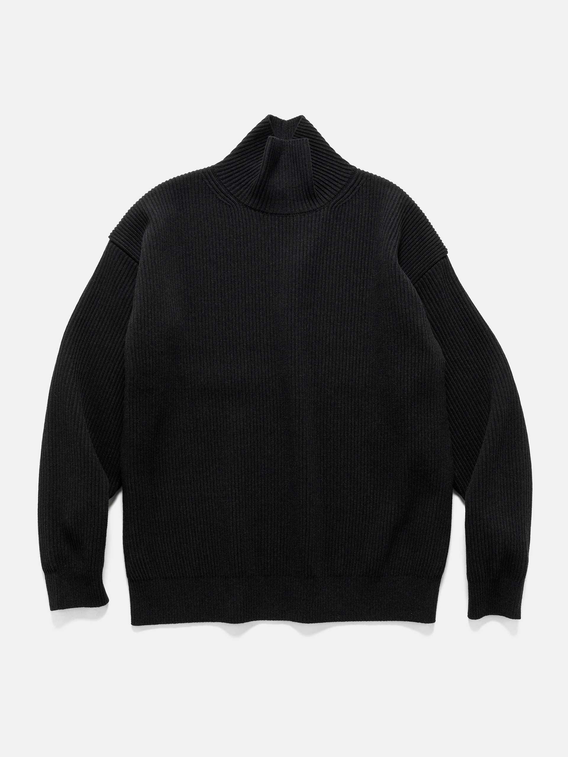 Auralee Super Fine Wool Rib Knit Turtle Neck Black