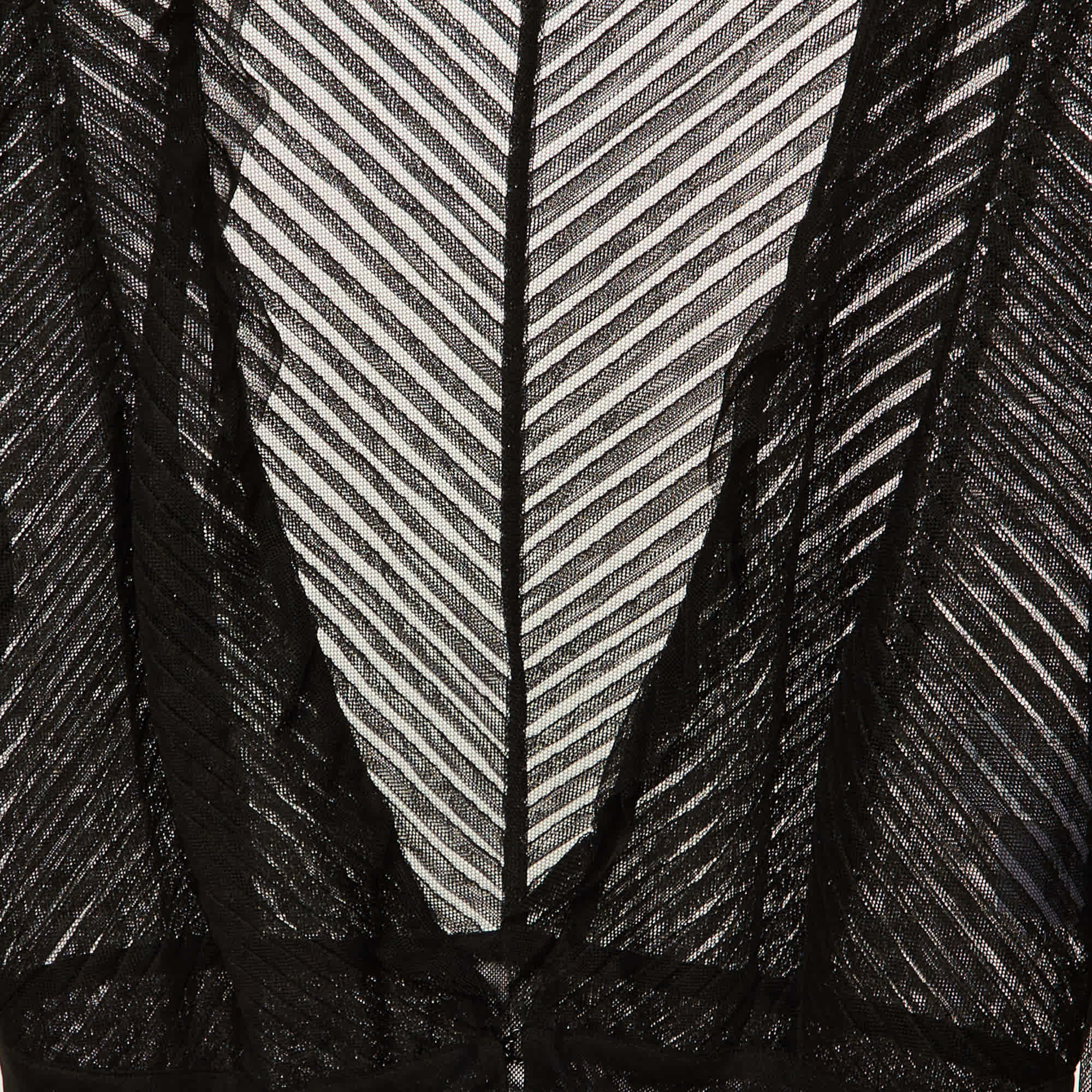 Sportmax Black Tulle Sheer Peplum Blouse