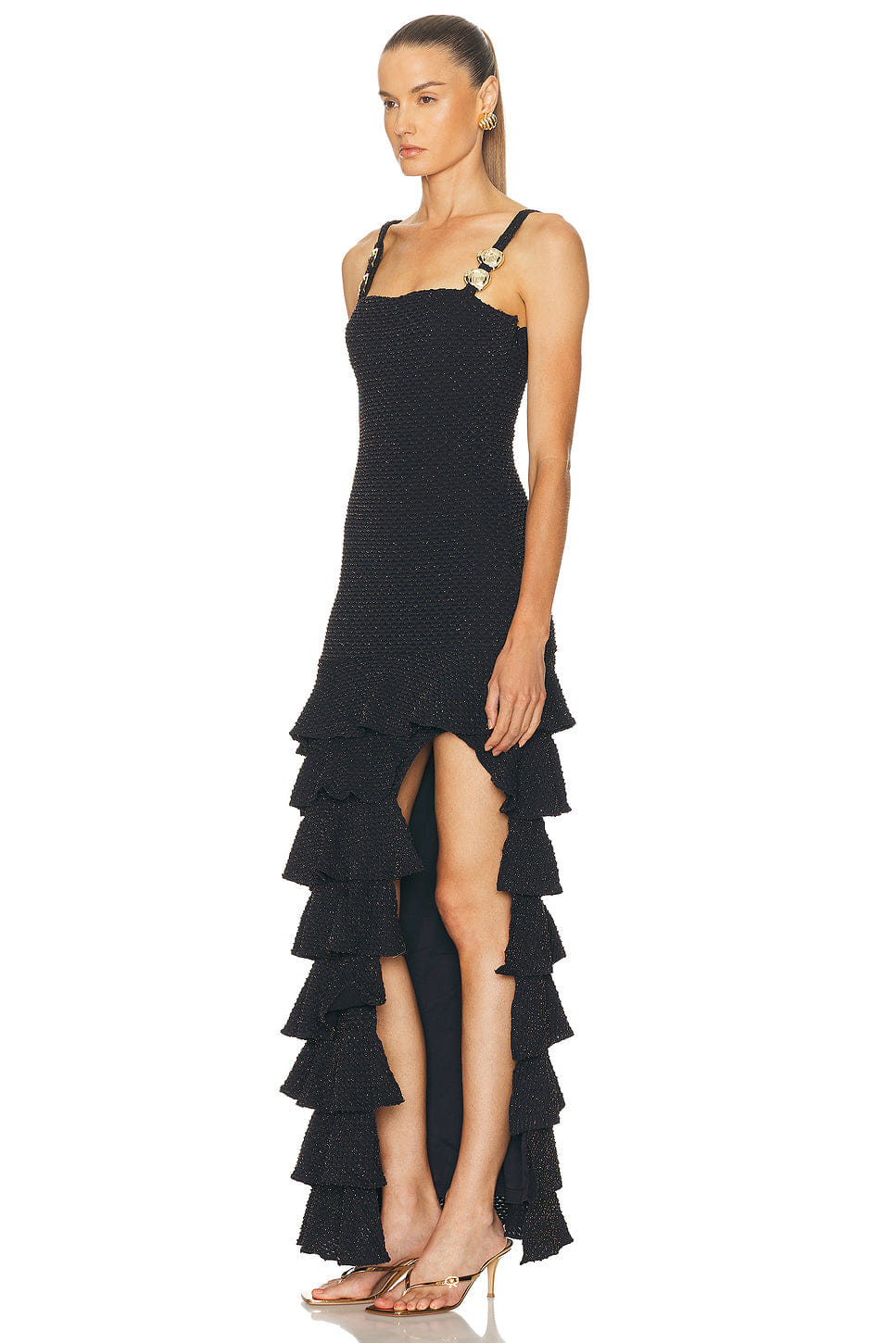 Patbo Gavea Mesh Flutter Midi Dress