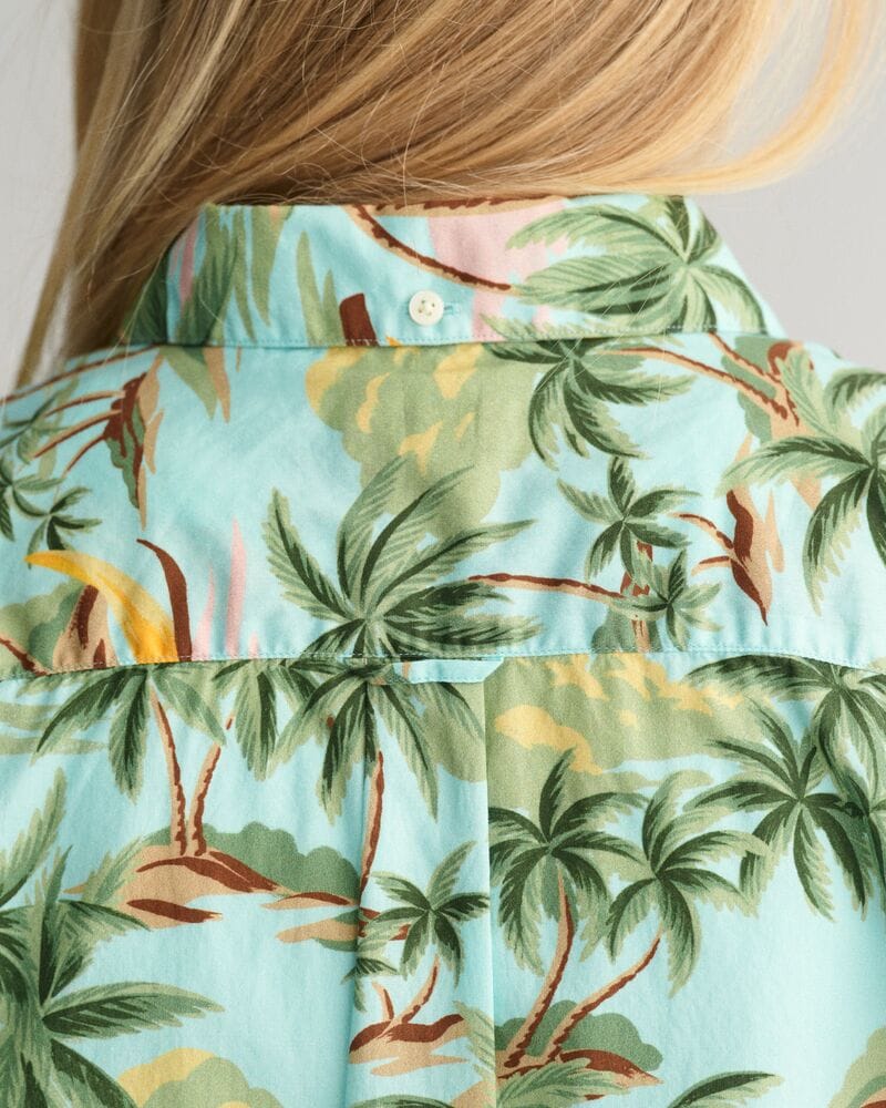 Gant Teens Palm Print Cotton Short Sleeve Shirt