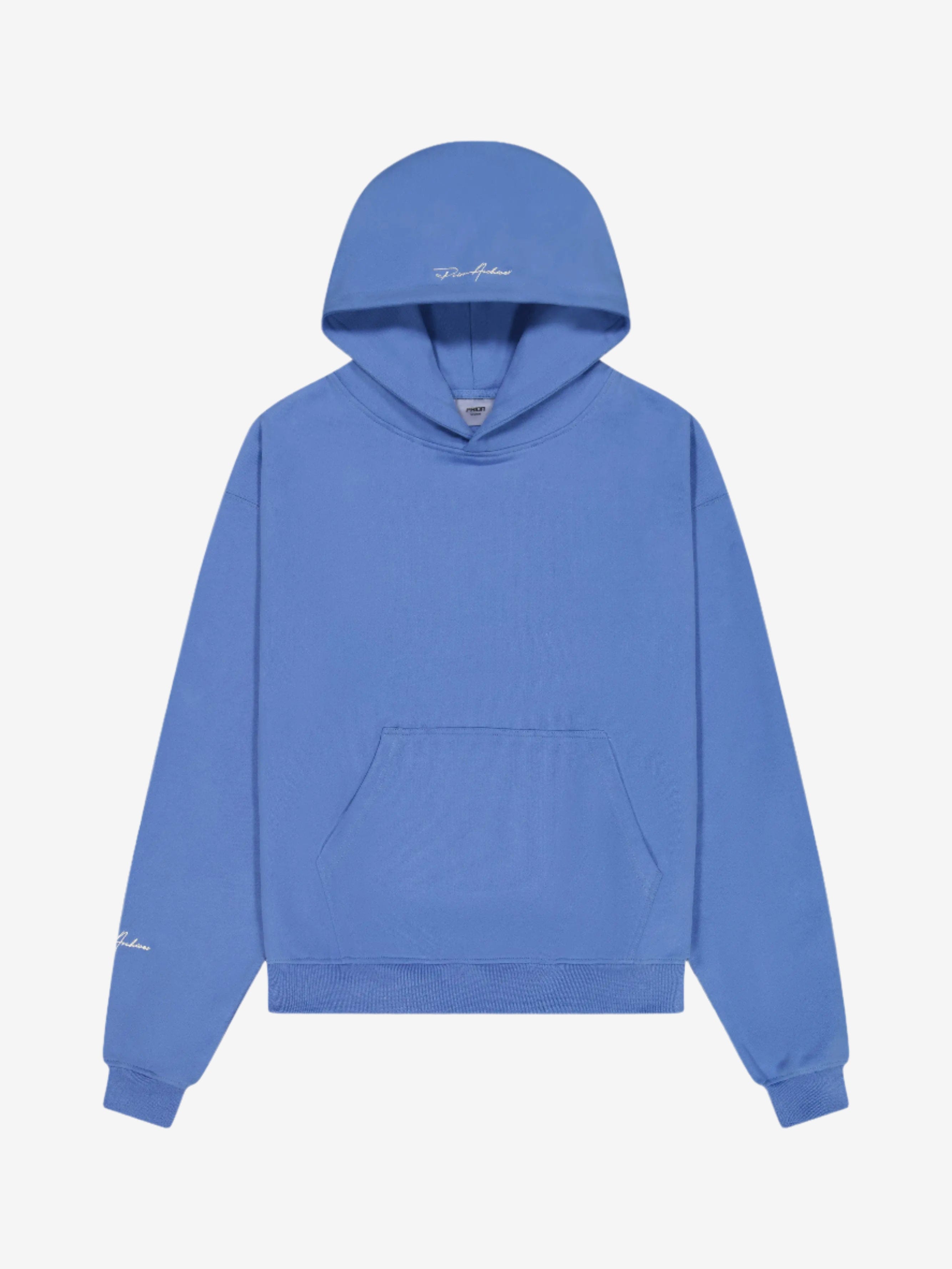 Prior Archives Prior Embroidery Logo Oversized Cropped Hoodie Faded Azure