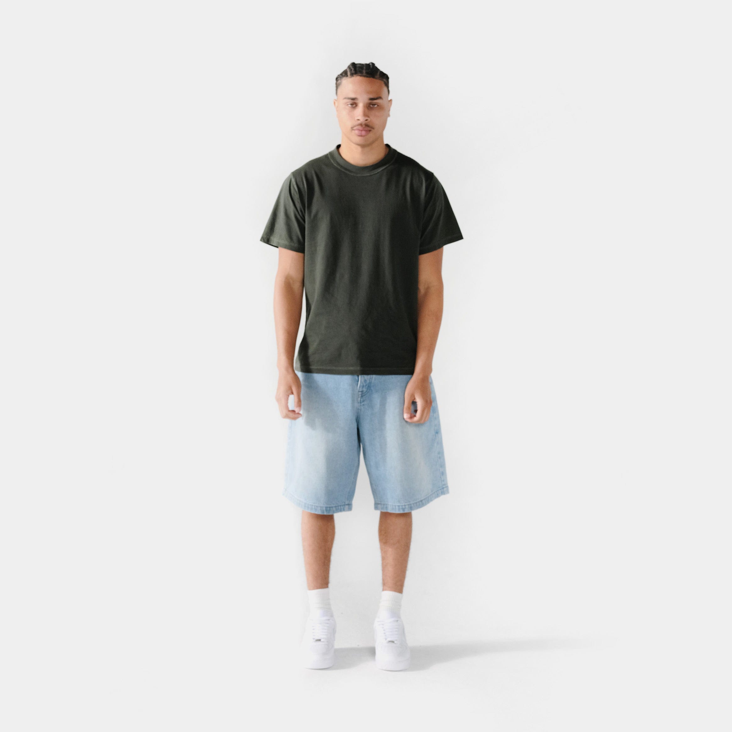 Maison Article Solid Washed Out Mens Short Sleeve Shirt (Dark Grey)