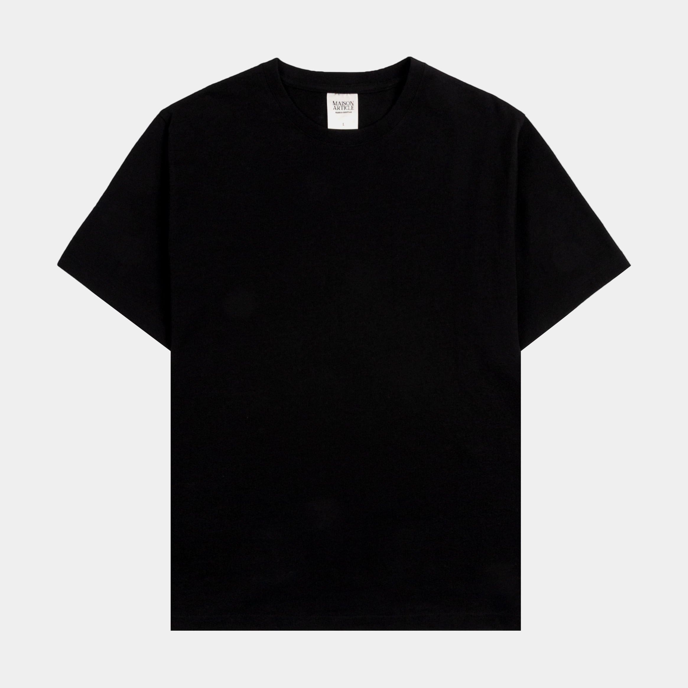 Maison Article Solid Novelty Mens Short Sleeve Shirt (Black)